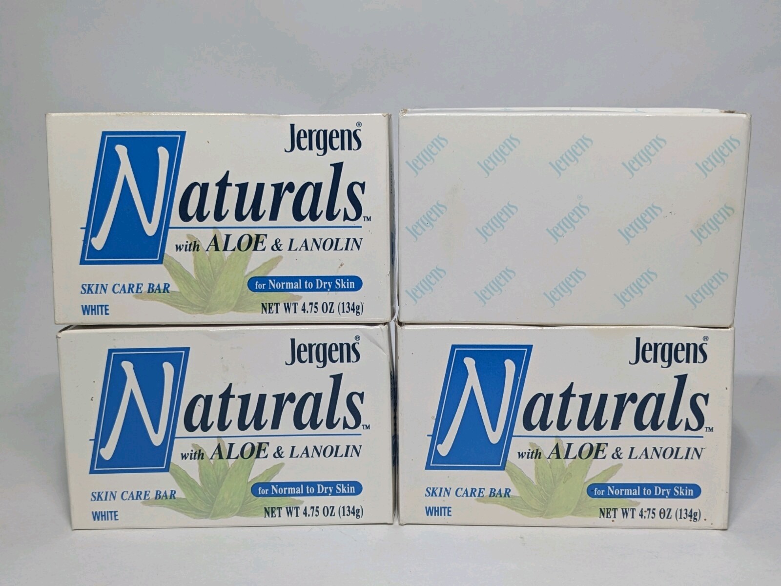 Vtg Jergens Naturals w/ Aloe & Lanolin 4.75 oz Bar Soap Skin Care – 4 Bars (NOS)