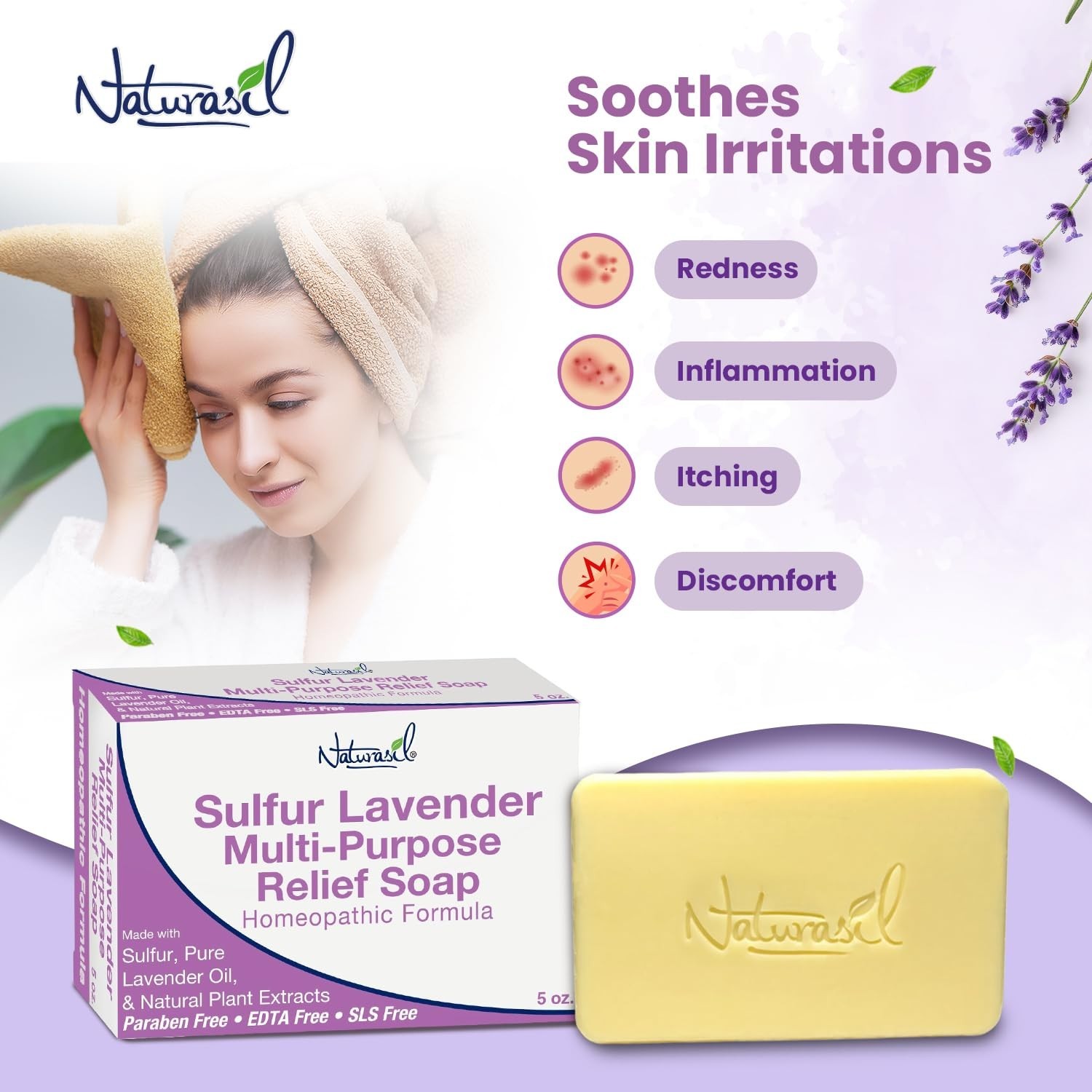Cruelty-Free Sulfur Lavender Soap: Natural Relief for Acne and Warts – 5 Oz