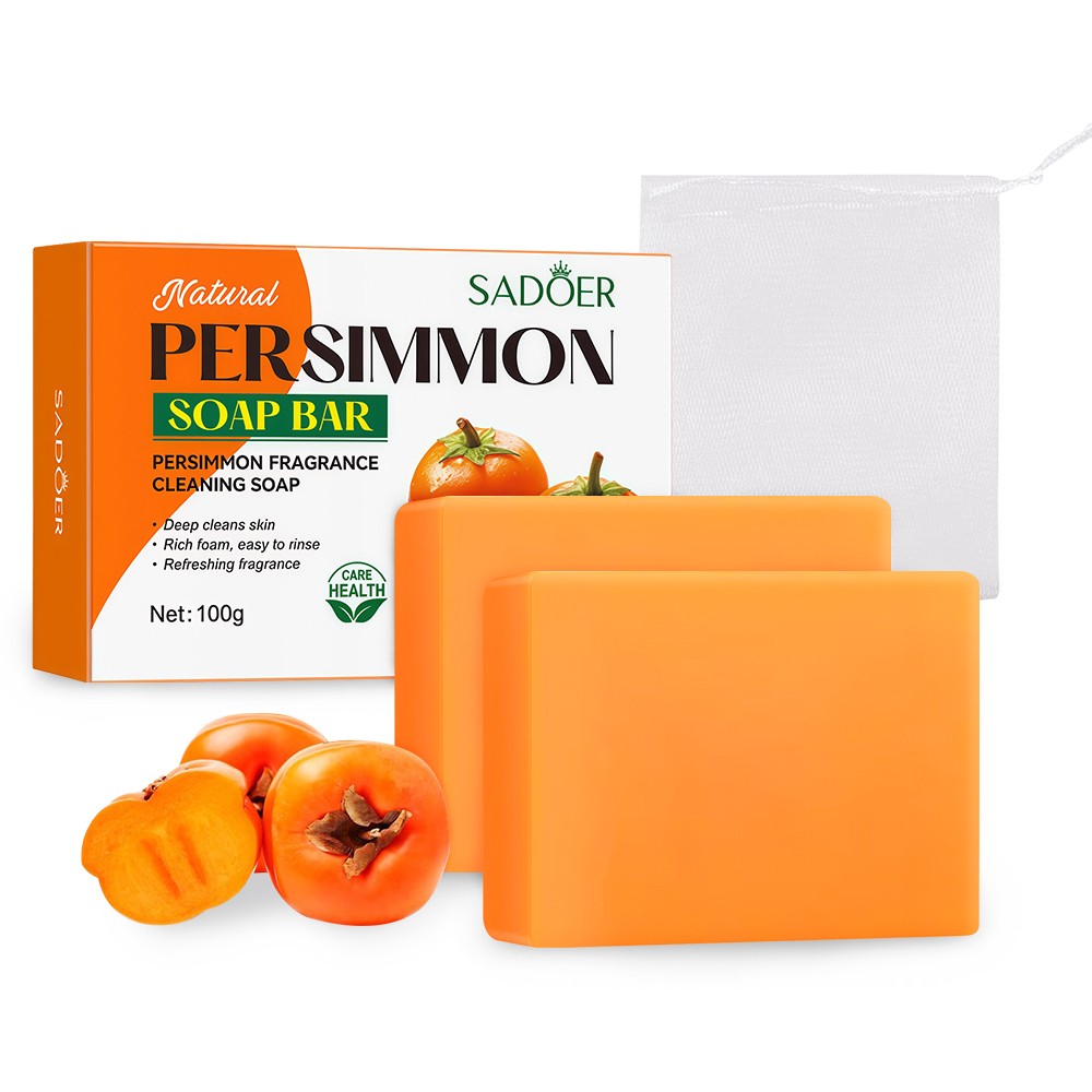 3pcs Natural Persimmon Soap Bar for Body Odor Control, Organic Deodorant Body