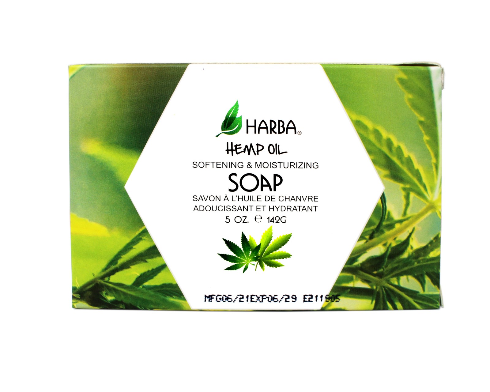 Harba Bath Soap Hemp Oil, Softening & Moisturizing, 5 OZ (142g) – 5 Pack