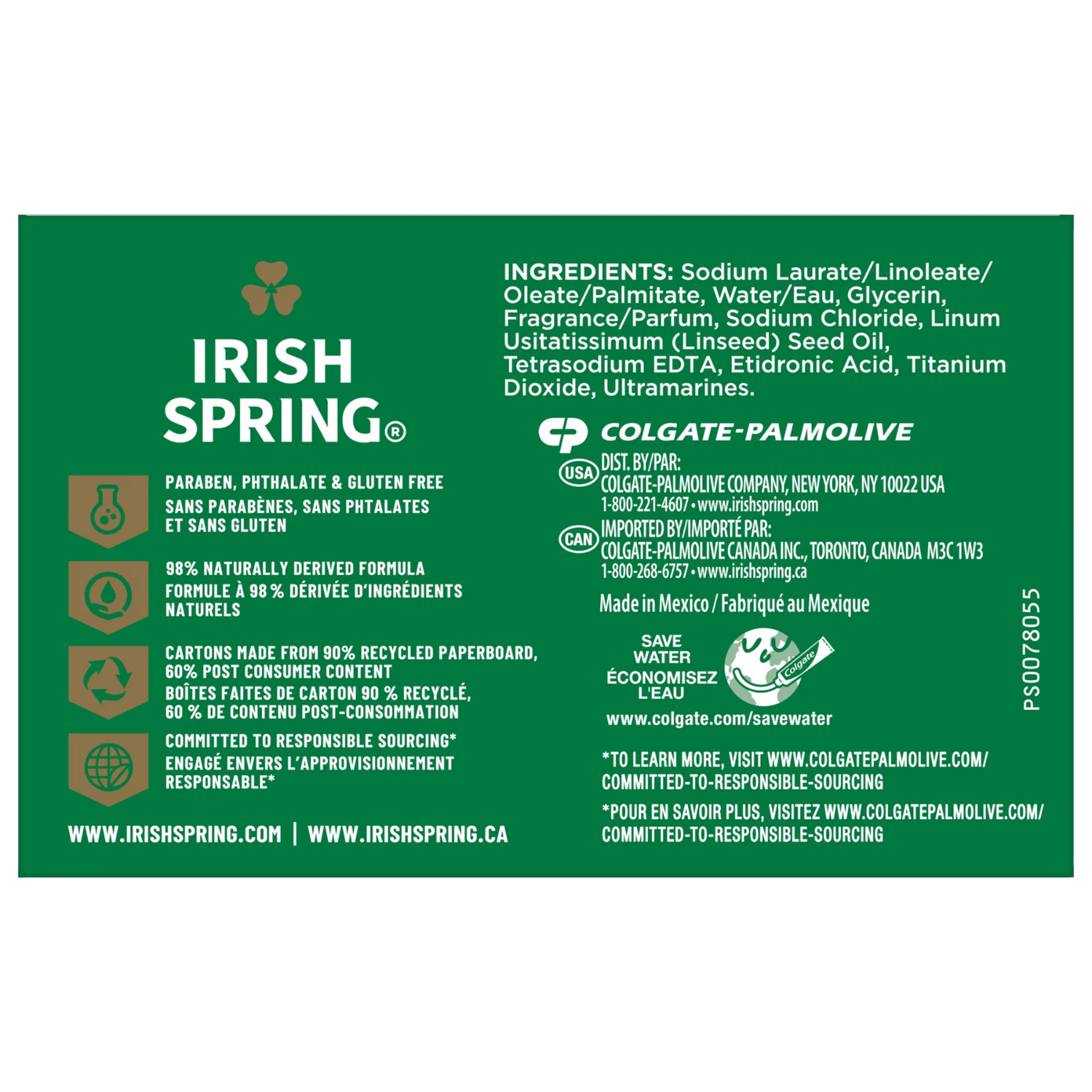 Irish Spring Icy Blast Bar Soap for Men, Mens Bar Soap, 12 Pack, 3.7 oz Soap Bar