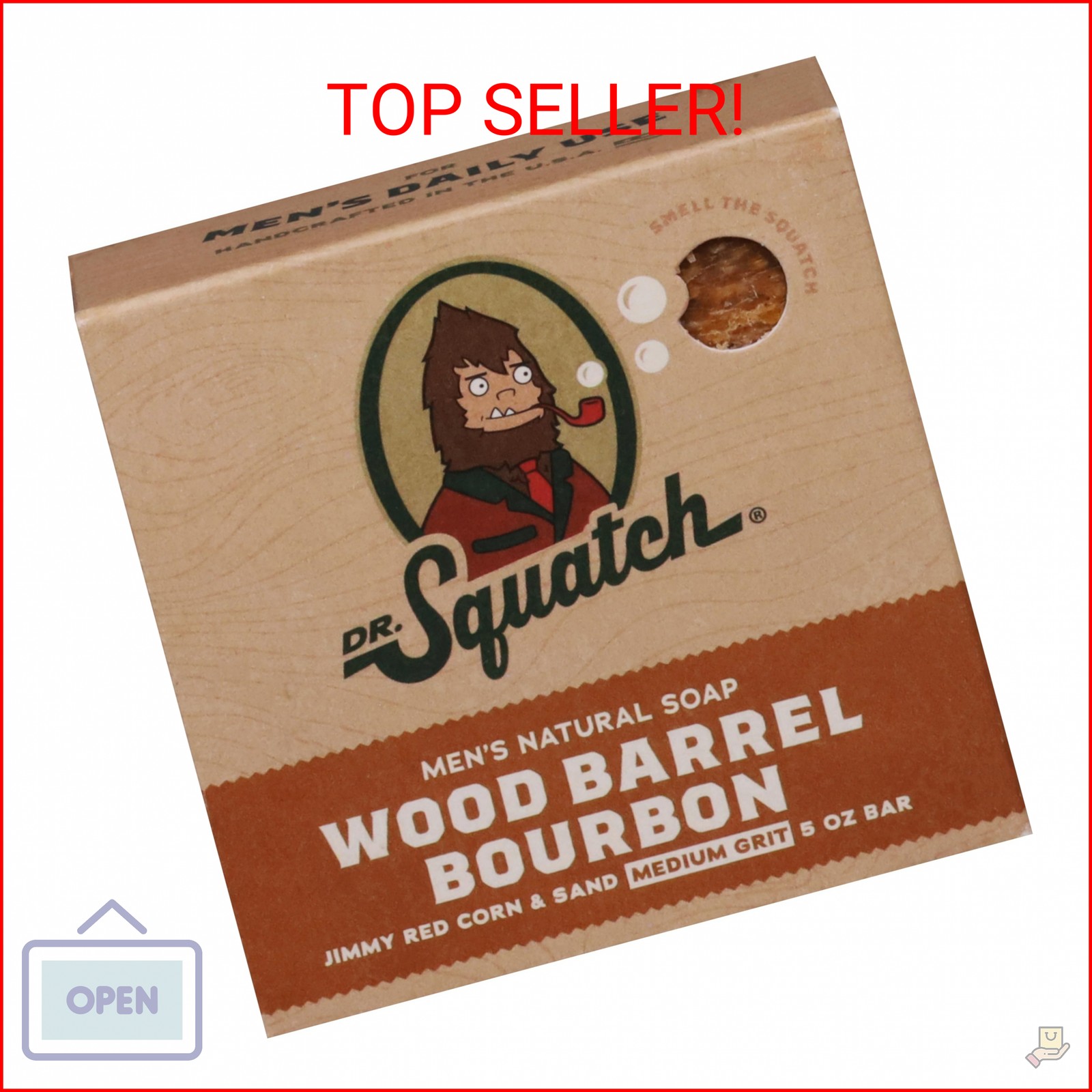 Dr. Squatch All Natural Bar Soap for Men with Medium Grit, Wood Barrel Bourbon 5