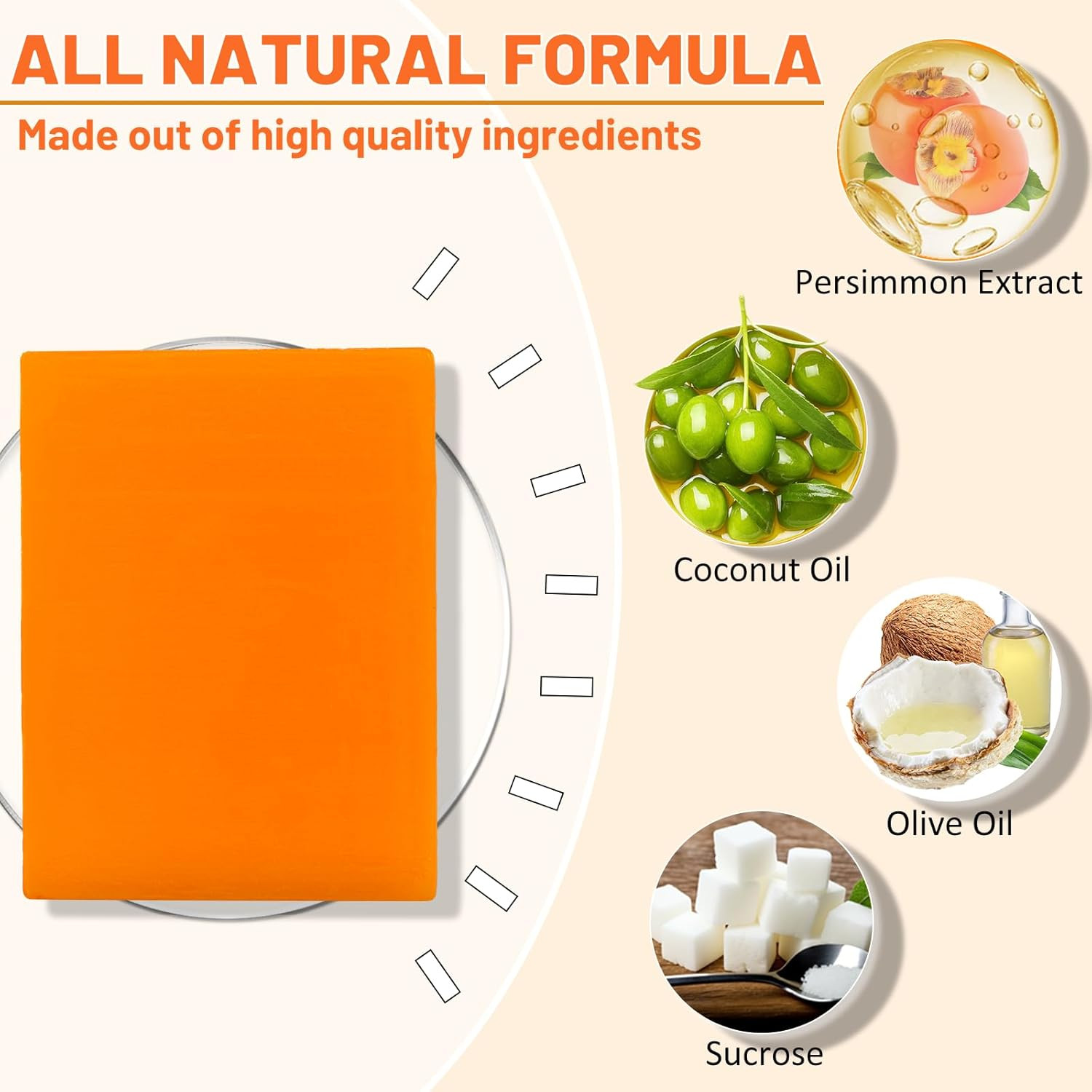 3 PCS Persimmon Soap Bar for Old People Smell, Natural Deodorant Body Face Bar S