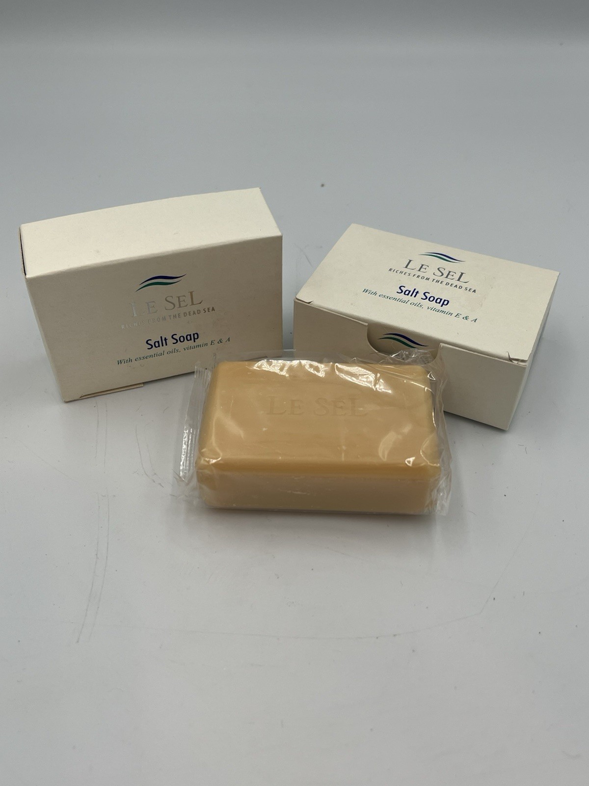 (2) LE SEL Salt Soap w/ Essential Oils, Vitamin E & A 3 oz Bars Made In Jordan