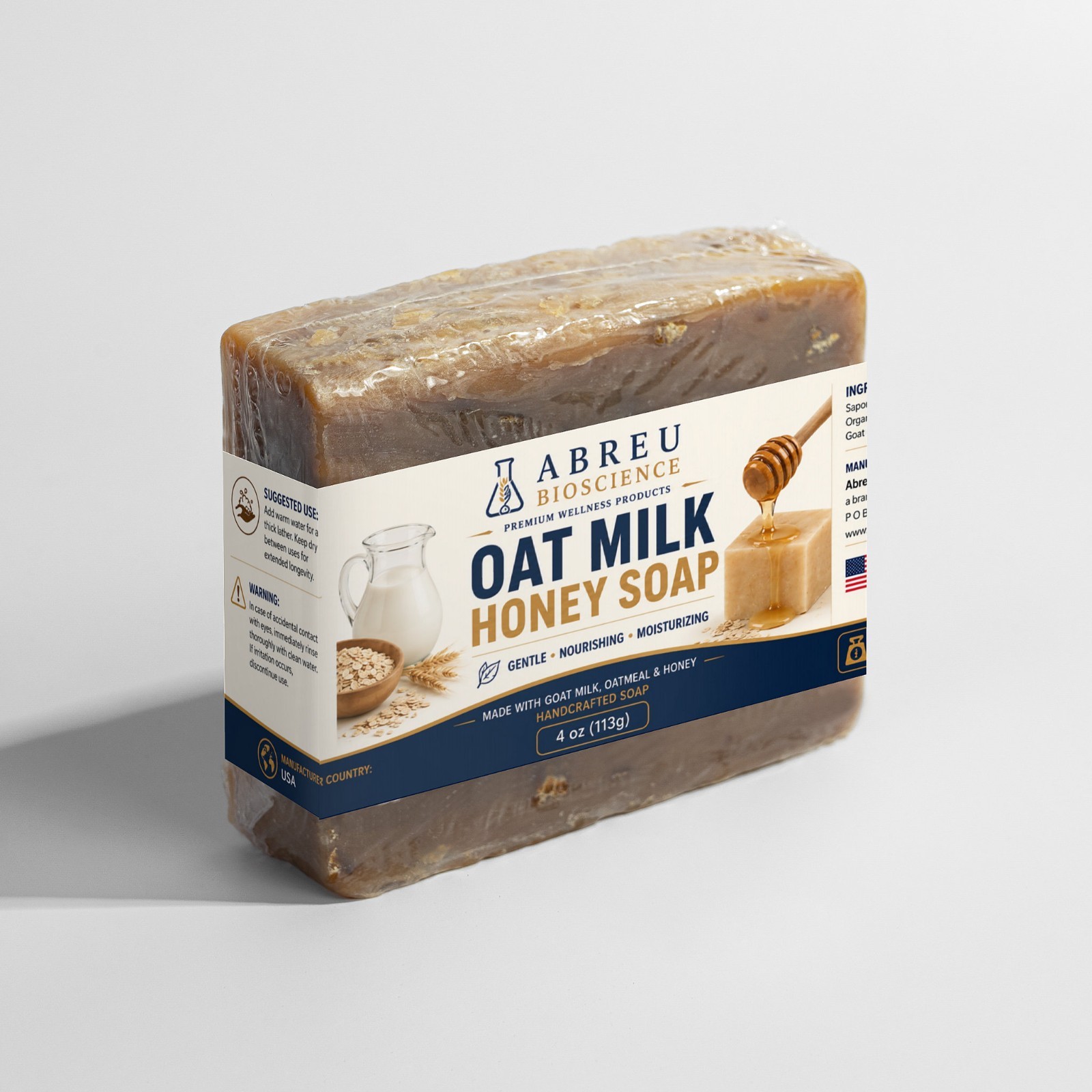 Abreu BioScience Oat Milk Honey Soap