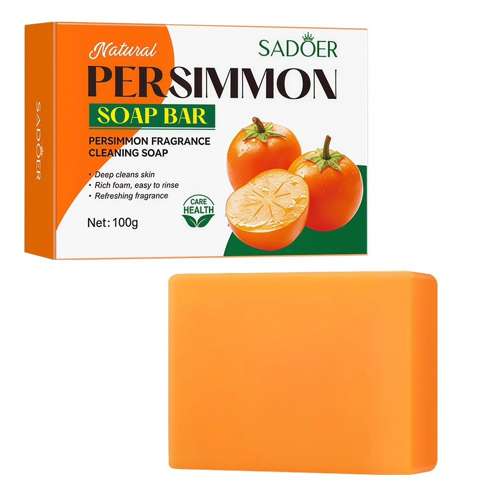 3PCS Persimmon Soap Bar for Old People Smell, Natural Body Odor Control Bar Soap