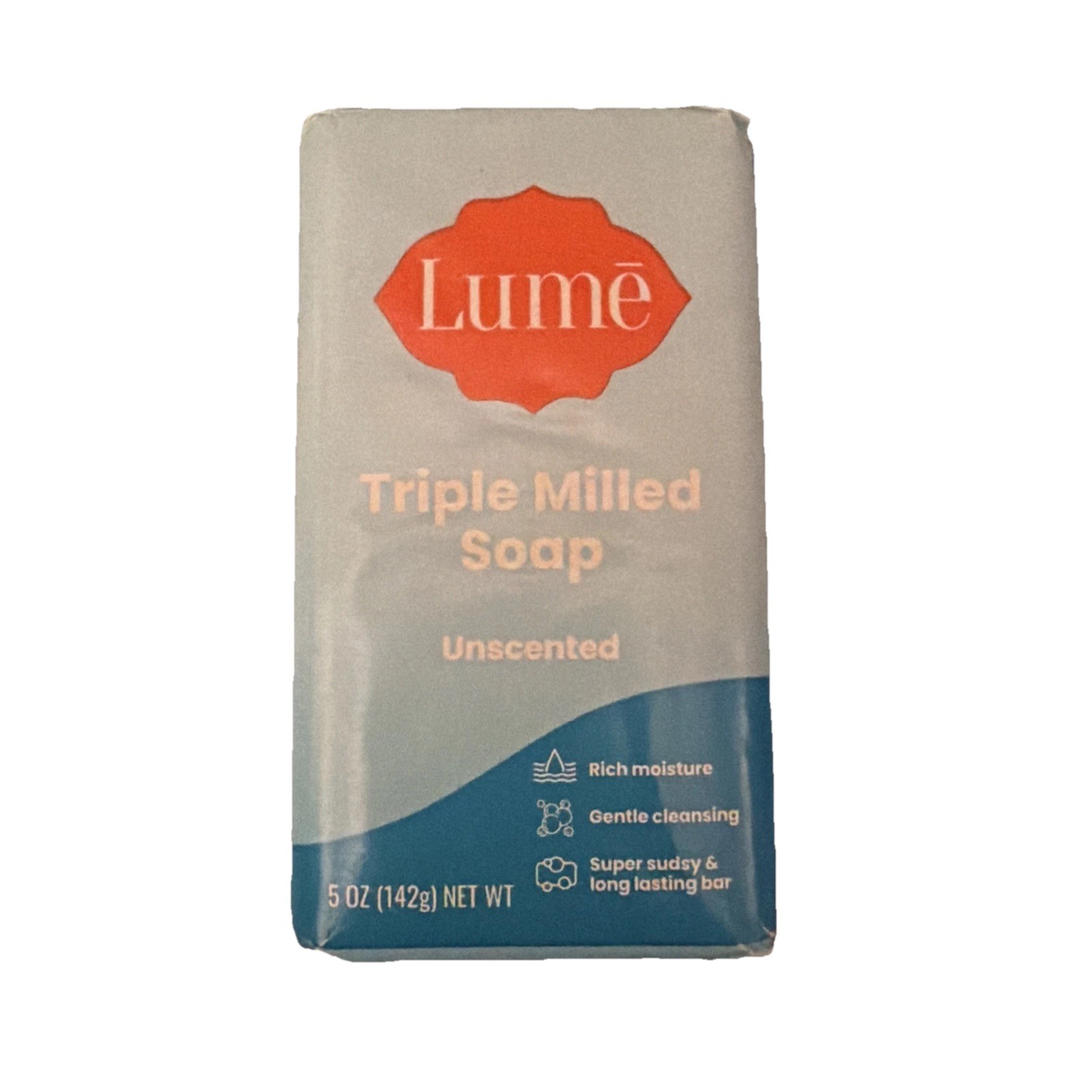 Lume Triple Milled Body Soap Unscented 5 Oz Bar Rich Moisture Gentle Cleansing
