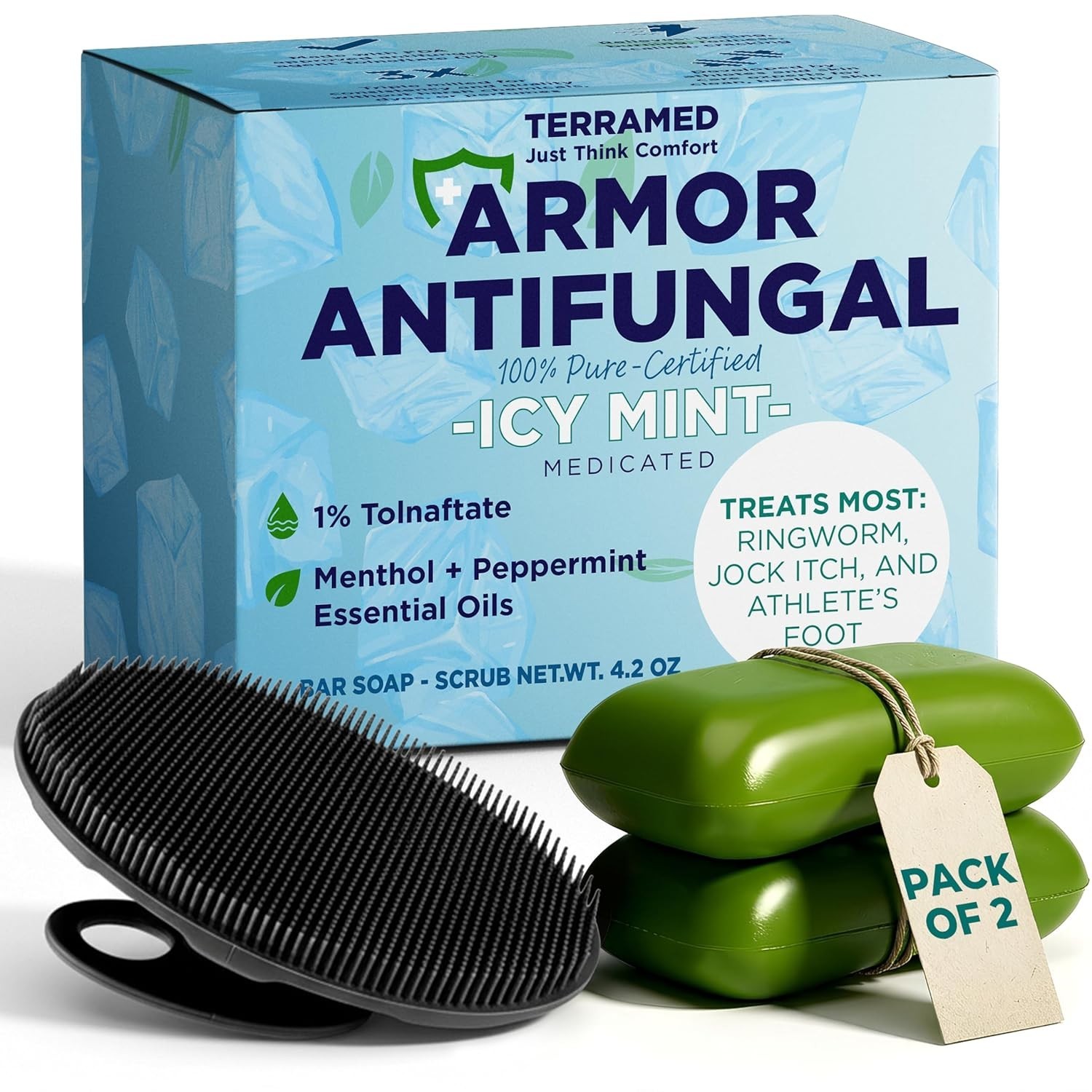 Antifungal Soap Infused with Peppermint Essential Oil | Medicated Tolnaftate 1%