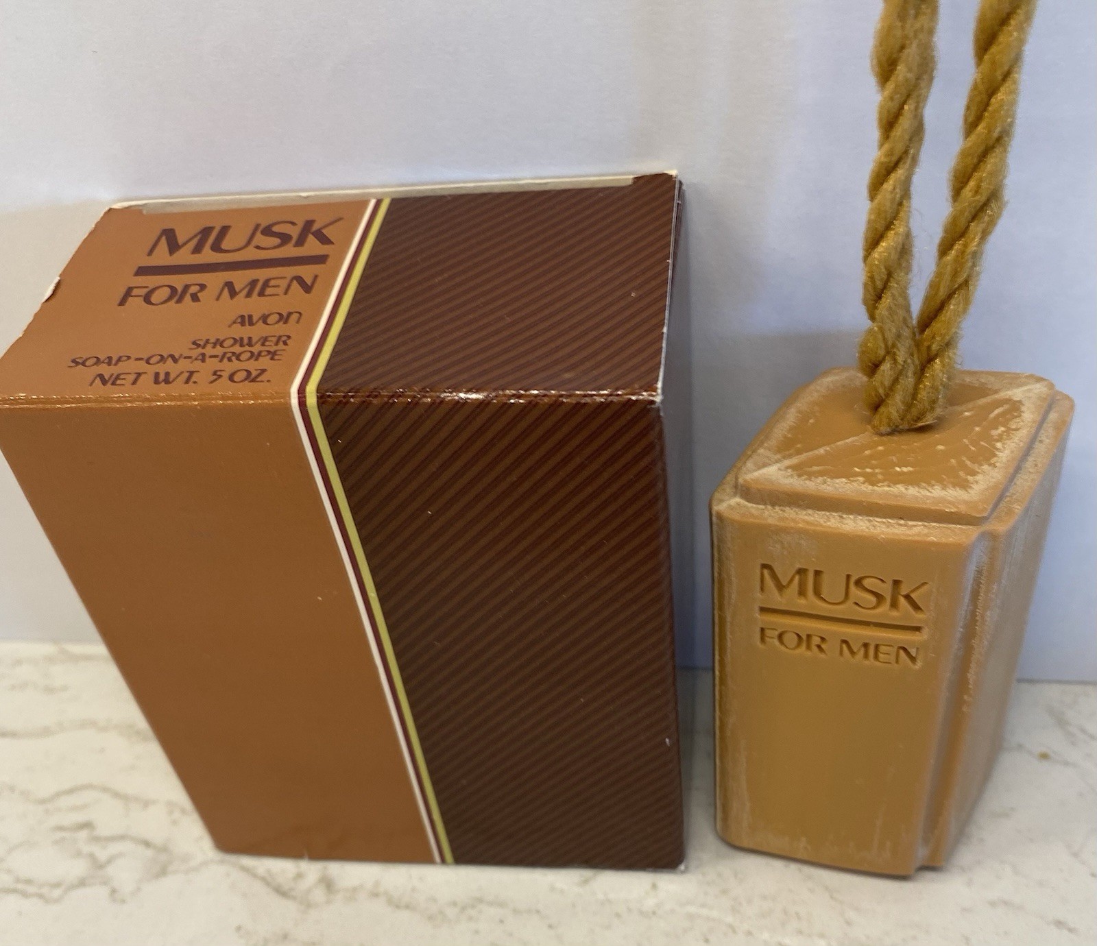 Vintage 1983 Avon Musk For Men Soap On A Rope Bar Soap New Open Box