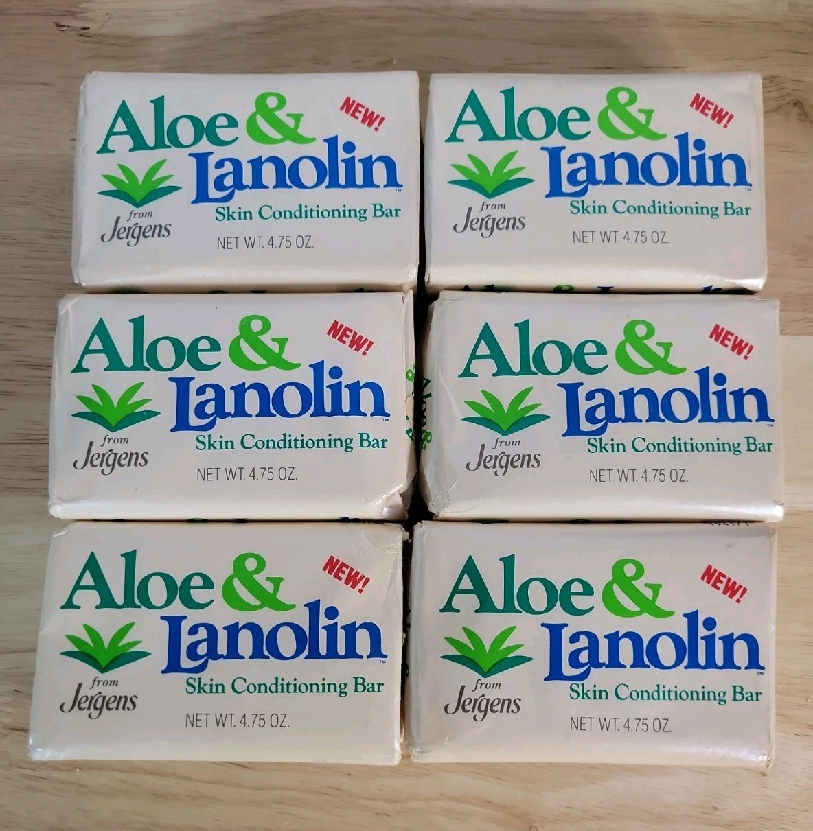 6 Bars Vintage 80’s Jergens Aloe & Lanolin Skin Conditioning Bar Soap 4.75oz