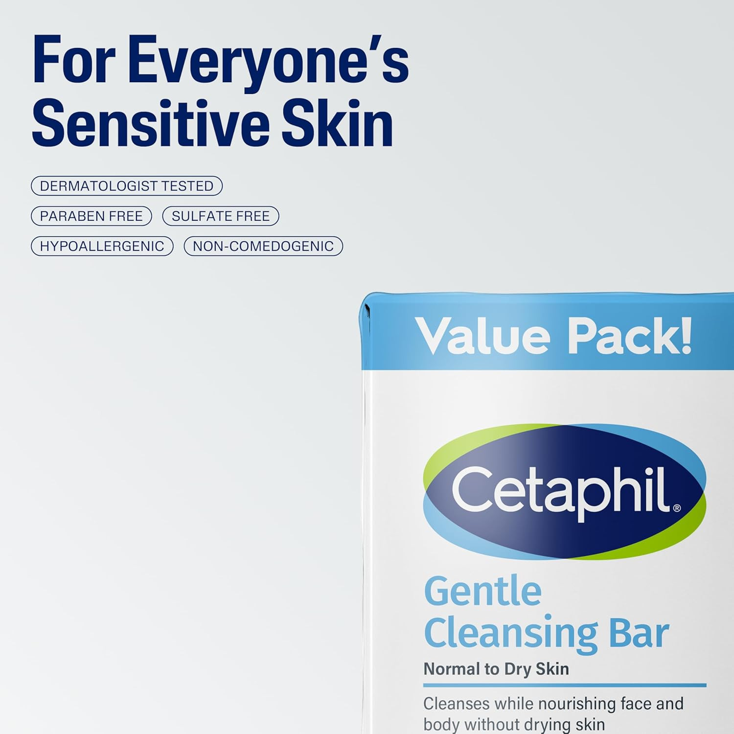 Cetaphil Gentle Cleansing Bar Soap Pack of 3 for Dry Sensitive Skin