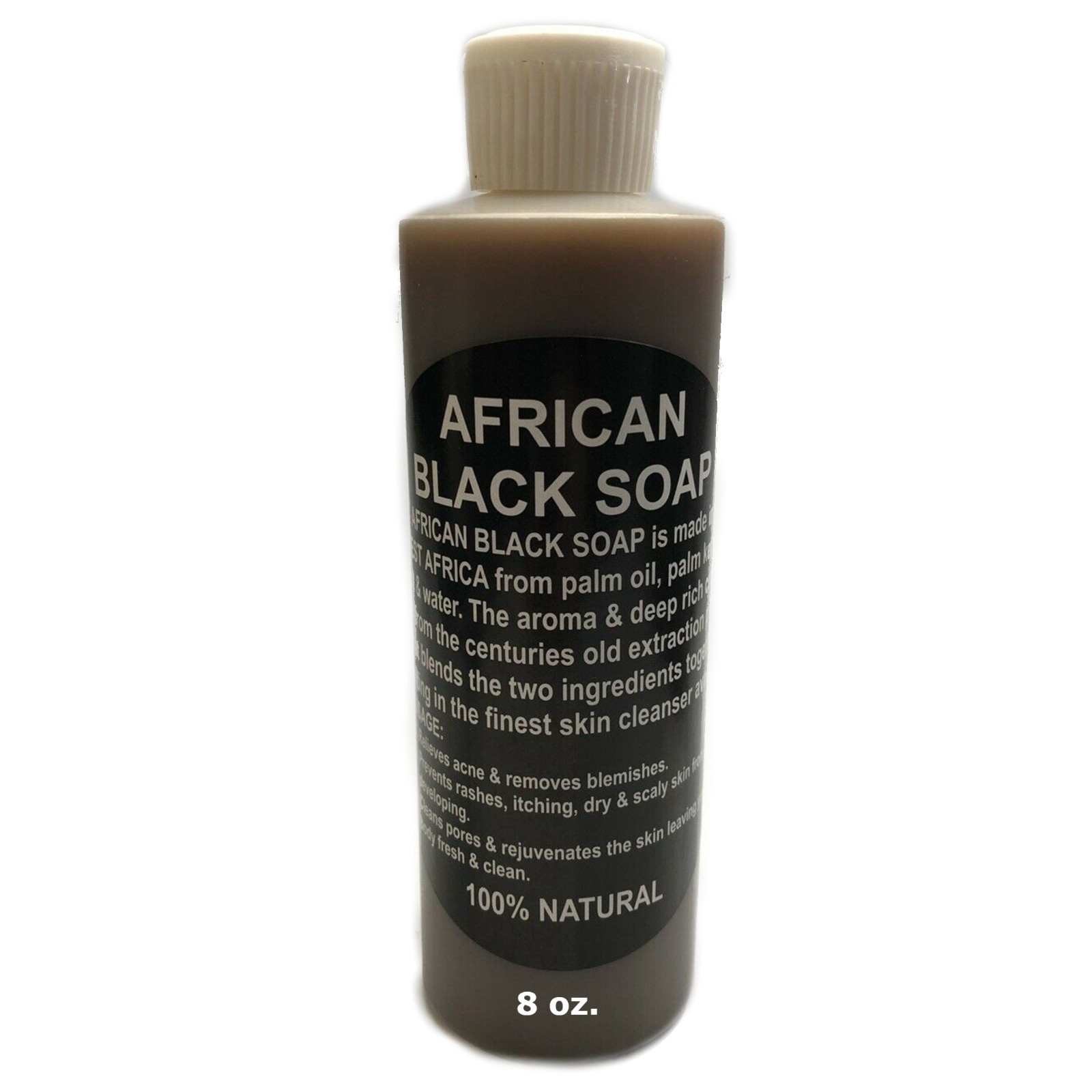 8 oz. Raw African Black Soap Liquid – 100% Pure Natural Organic Body Face Wash