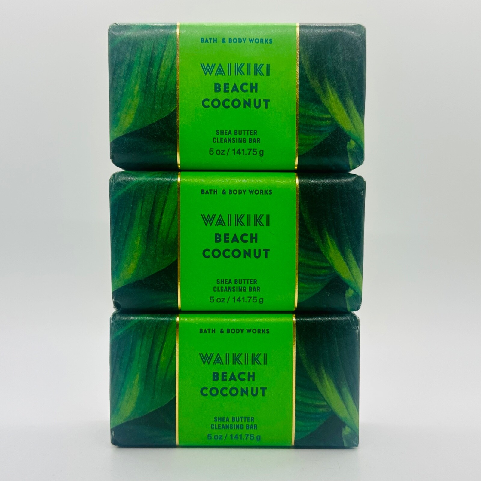 3 Bath & Body Works WAIKIKI BEACH COCONUT Shea Butter Cleansing Bar Soap 5 oz