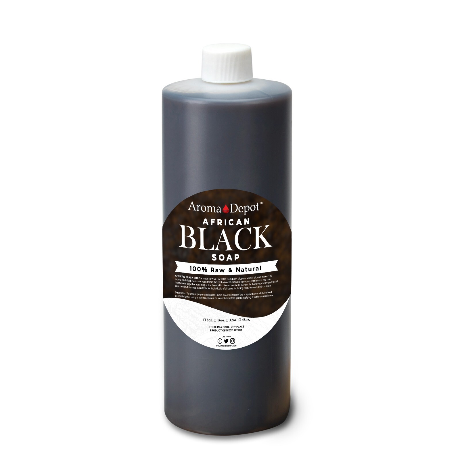 Black Soap Liquid 32 oz. Raw African Soap Natural Wash Face Body Hair Shampoo