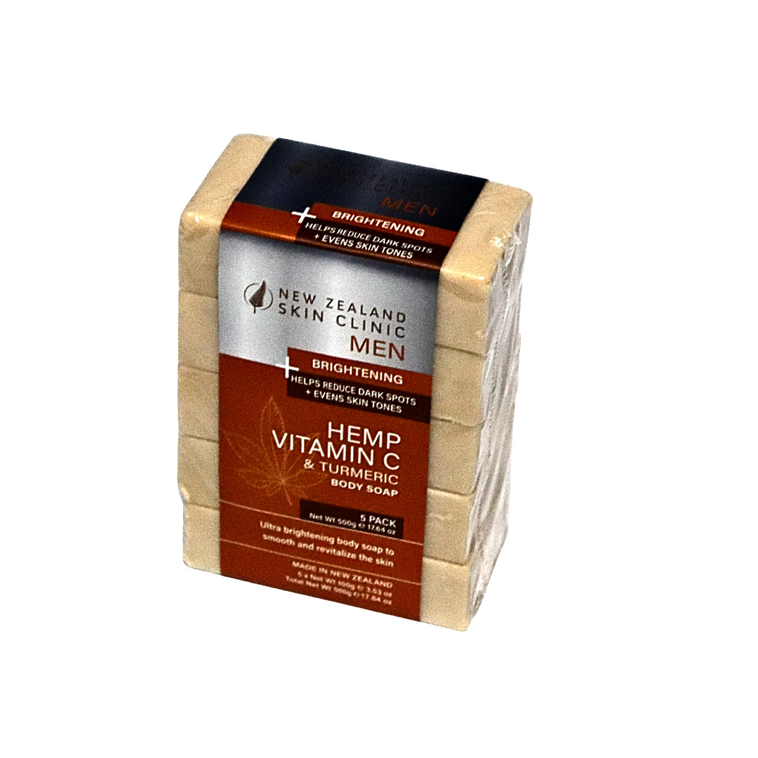 New Zealand Skin Clinic Men’s Hemp Vitamin C Turmeric Body Soap 5-Pack
