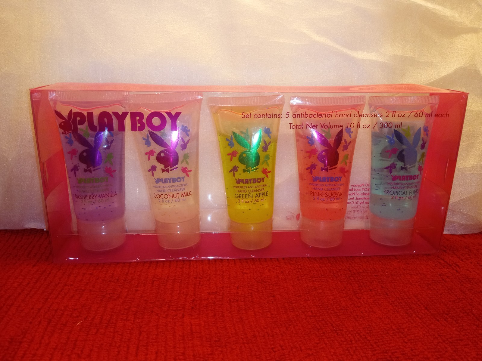 PLAYBOY~ANTIBACTERIAL HAND CLEANSERS~5 PC SET~2 FL.OZ. EACH~VINTAGE~NEW IN BOX