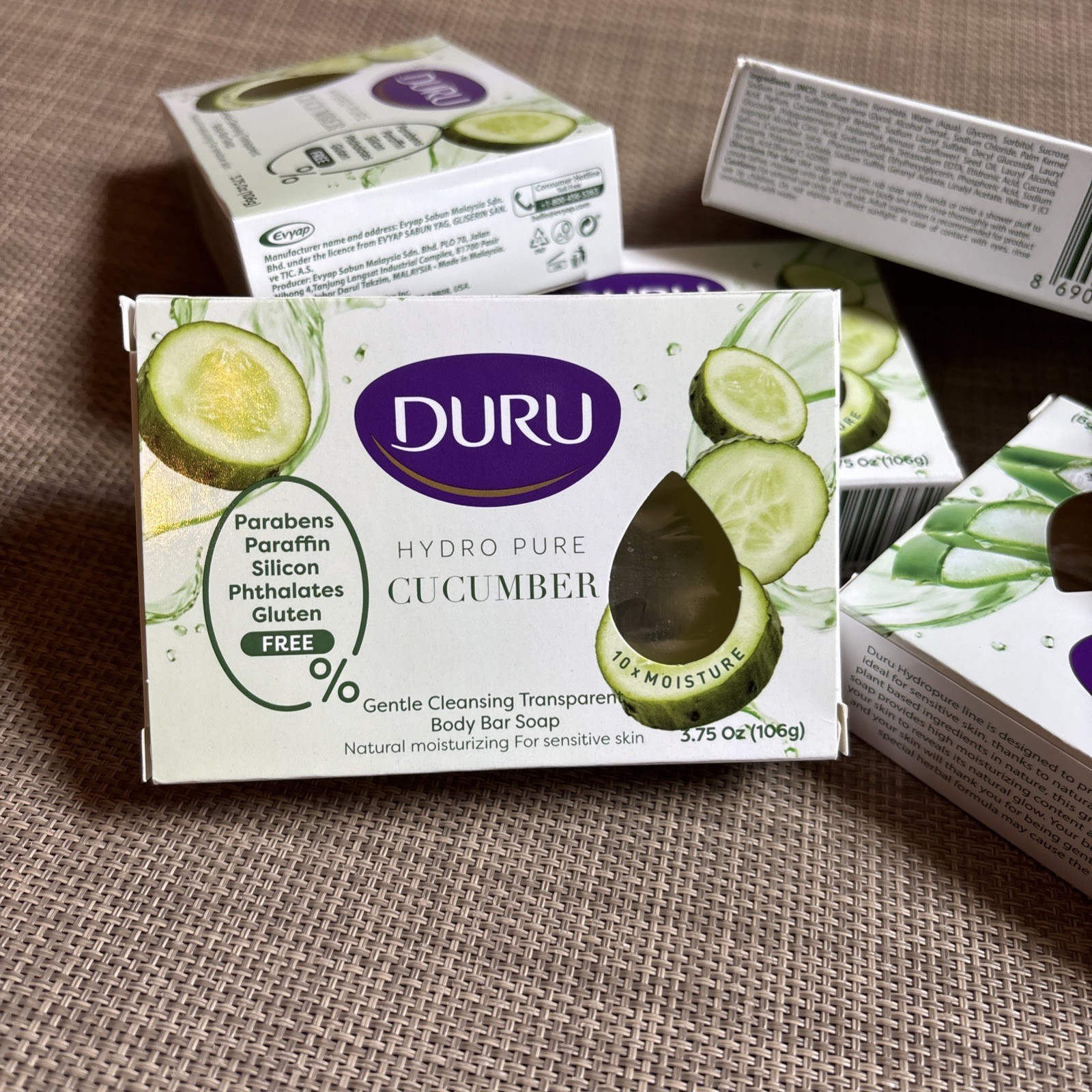 6x DURO HYDRO-PURE CUCUMBER transparent clear NO SILICONE Natural Vegan BAR SOAP