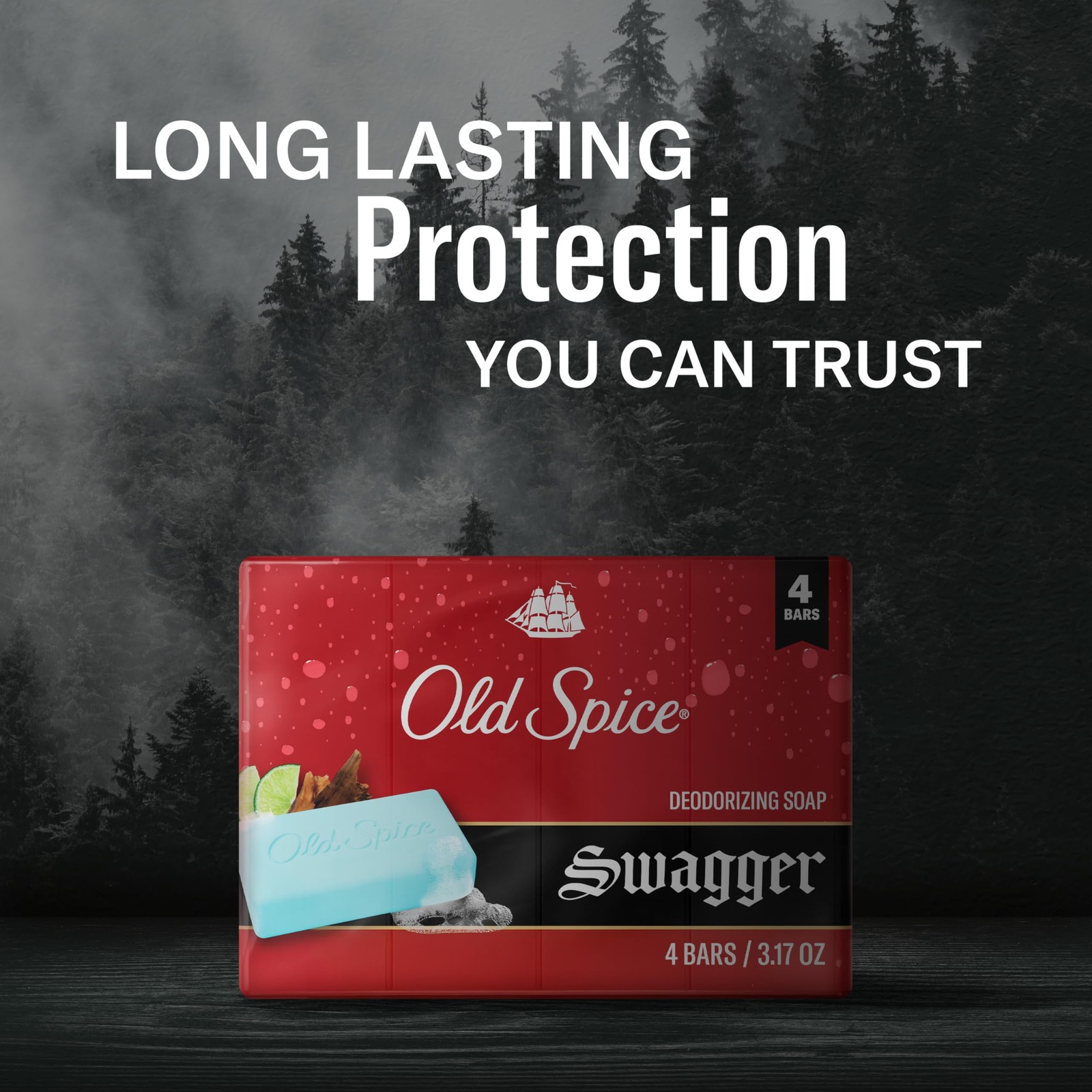 Old Spice Bar Soap for Men, Refreshing Clean to 3.17 Ounce (Pack of 4), Red