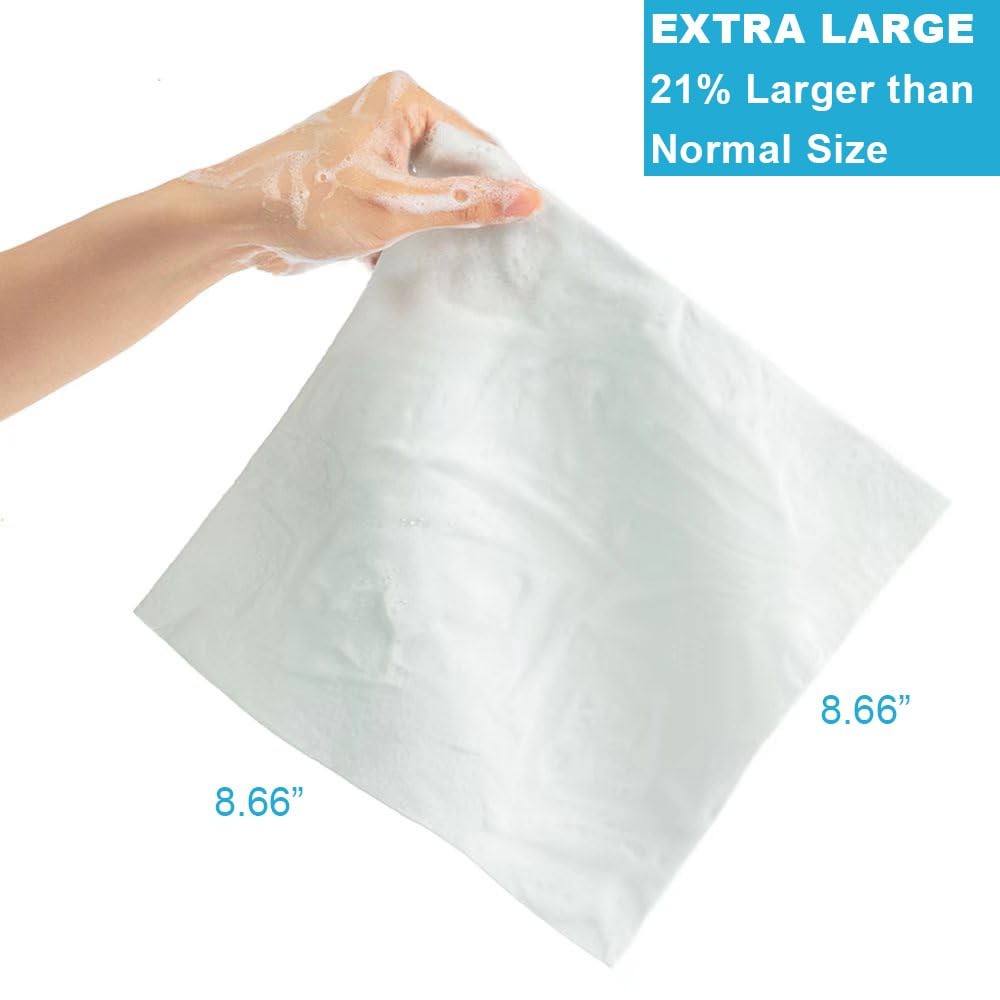 -21% Larger,No Rinse Bathing Wipes for Adults-Rinse Free Bath Sponges,Soap