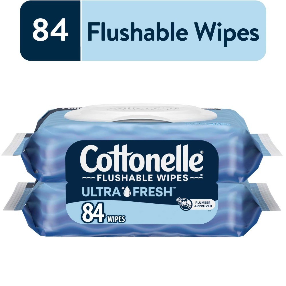 Ultra Fresh Flushable Wet Wipes 2 Pack with Flip-Top Lid
