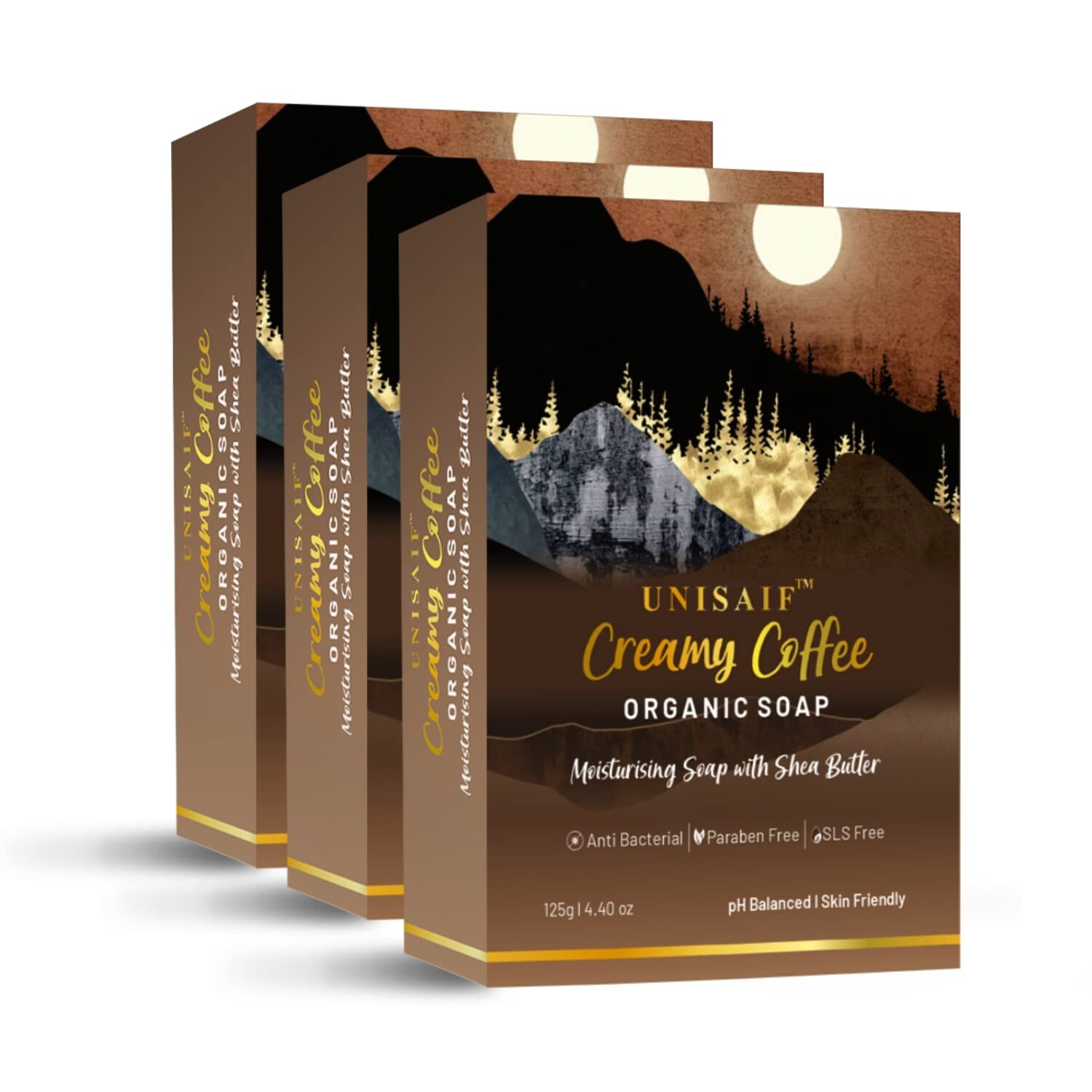 Unisaif Creamy Coffee Organic Body Soap Bar, Moisturizing Soap With Shea Butter
