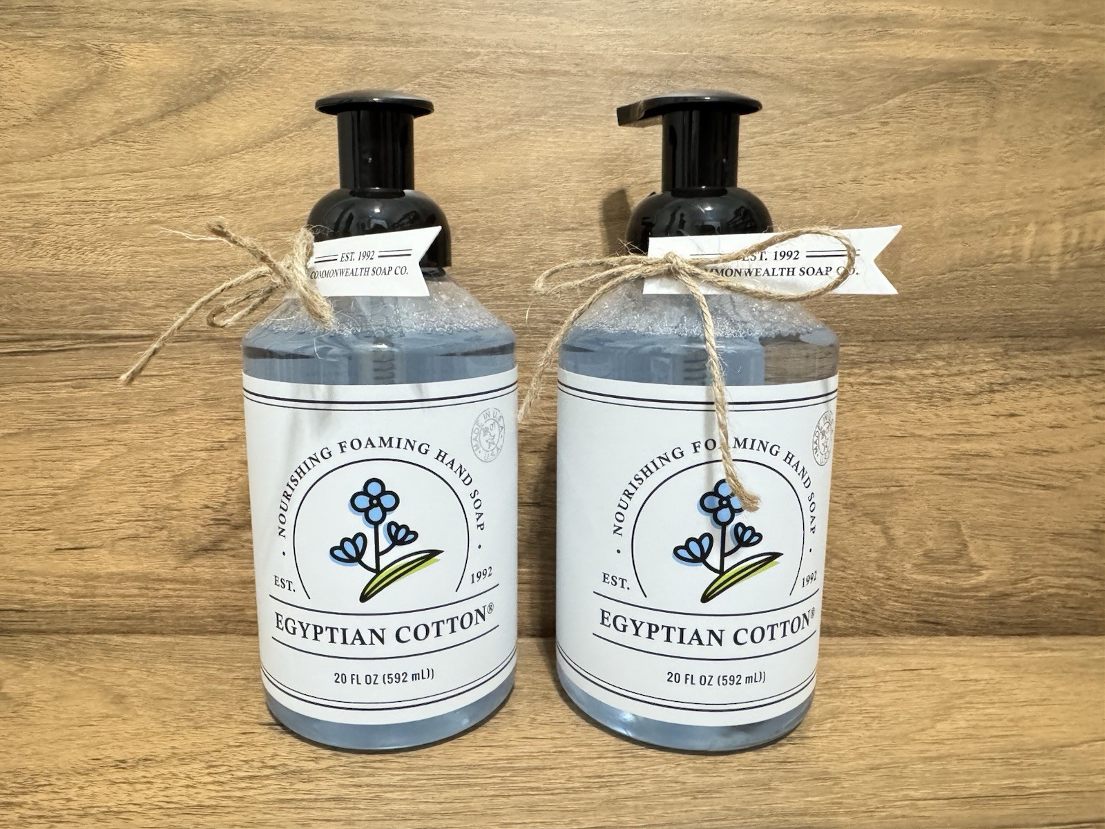 Lot of 2 Commonwealth Soap Co. Hand Soaps – 20 fl oz Each – Egyptian Cotton