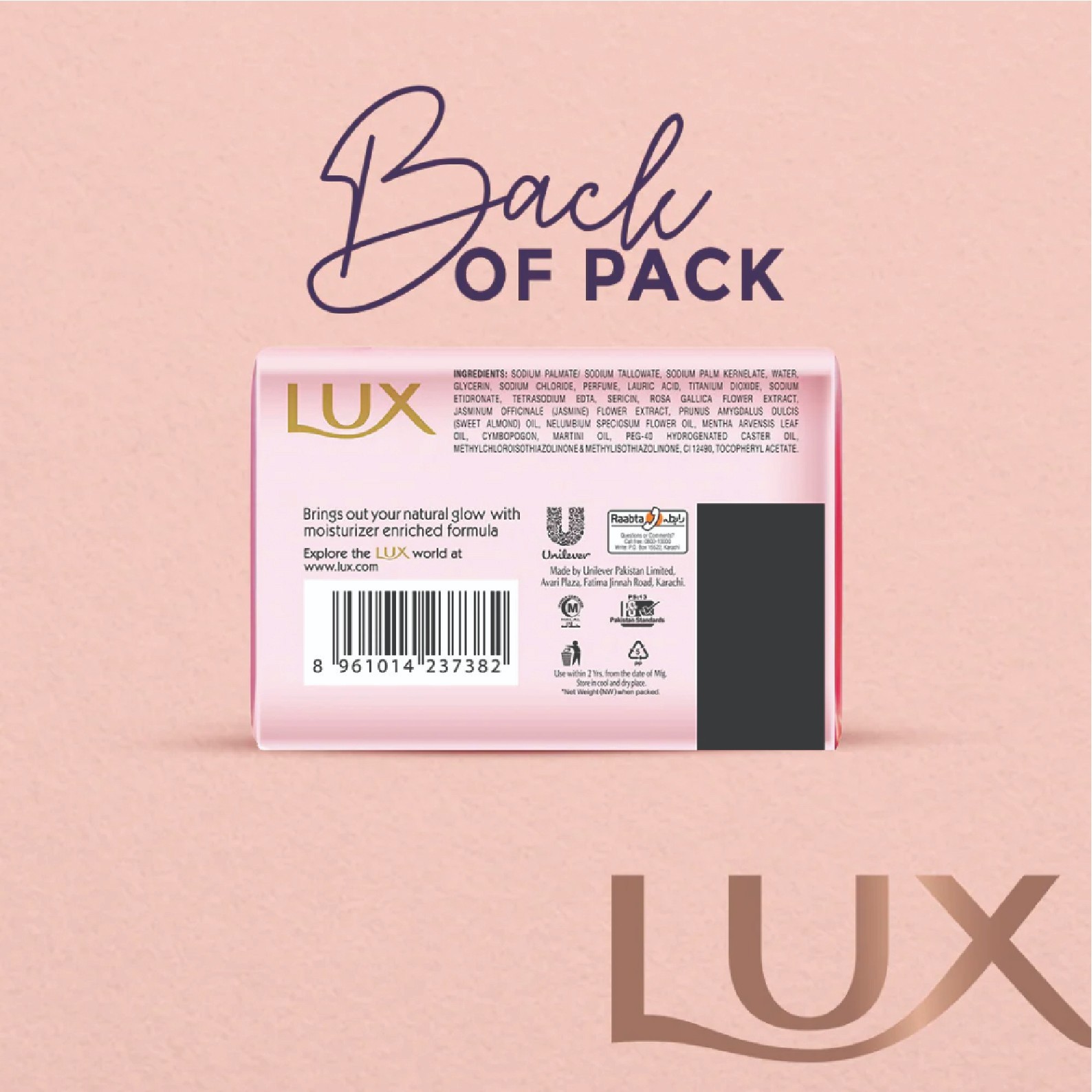 Pack of 12 Lux Rose Glow Vitamin C & Glycerin Soap 175g Rose Beauty Bar