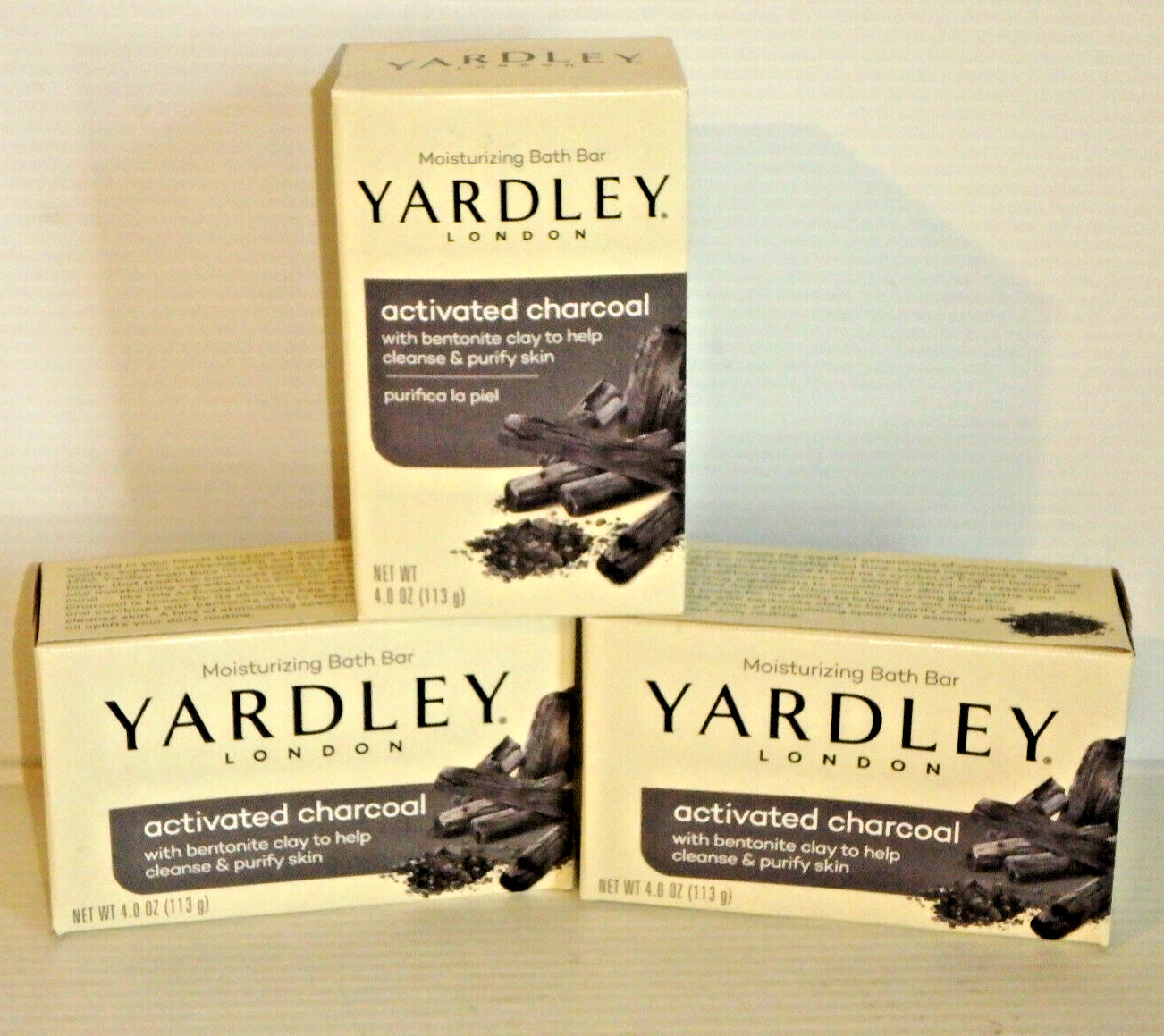 Lot of 3 Yardley’s Activated Charcoal Nourishing Bath Bar, 4.0 oz ea. Purifying