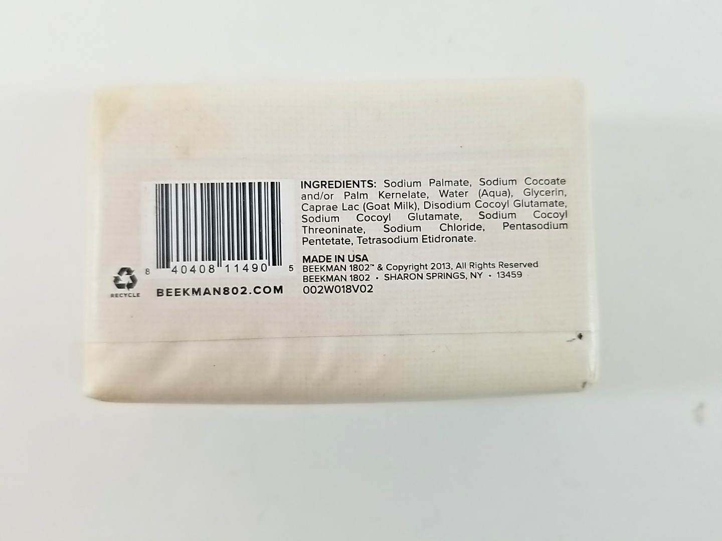 Beekman 1802 Pure Goat Milk Bar Soap 3.5 oz Fragrance Free NEW