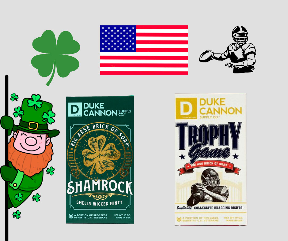 Duke Cannon Trophy Football Soap Big Ass Brick &Shamrock Wicked Minty Men Lot 2