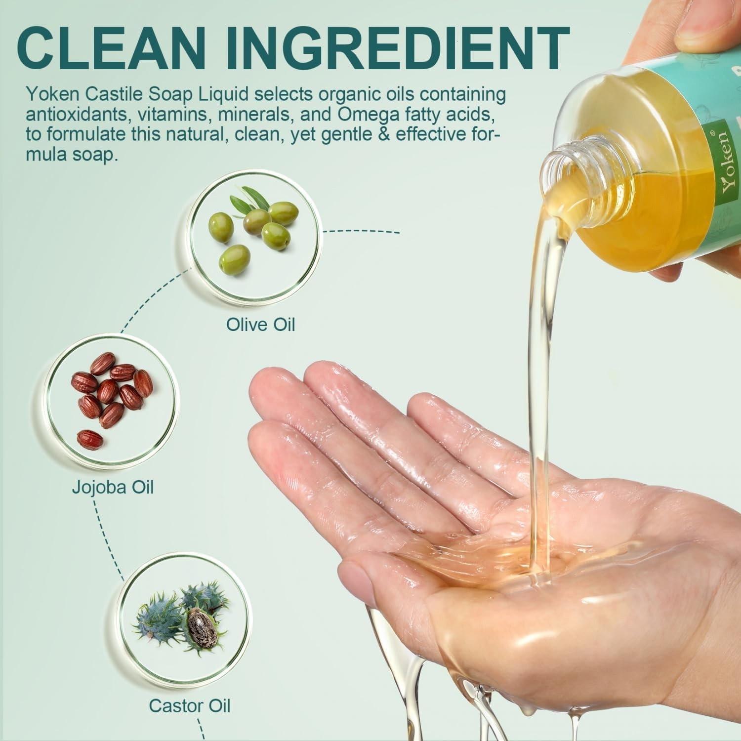 Pure Castile Liquid Soap 8 Oz Unscented with Organic Oil EWG Verified