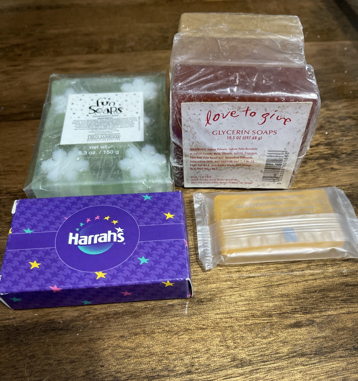 Lot Of 6 Glycerin Soaps Mixed Brands Harrahs Twos Company Concerto All New