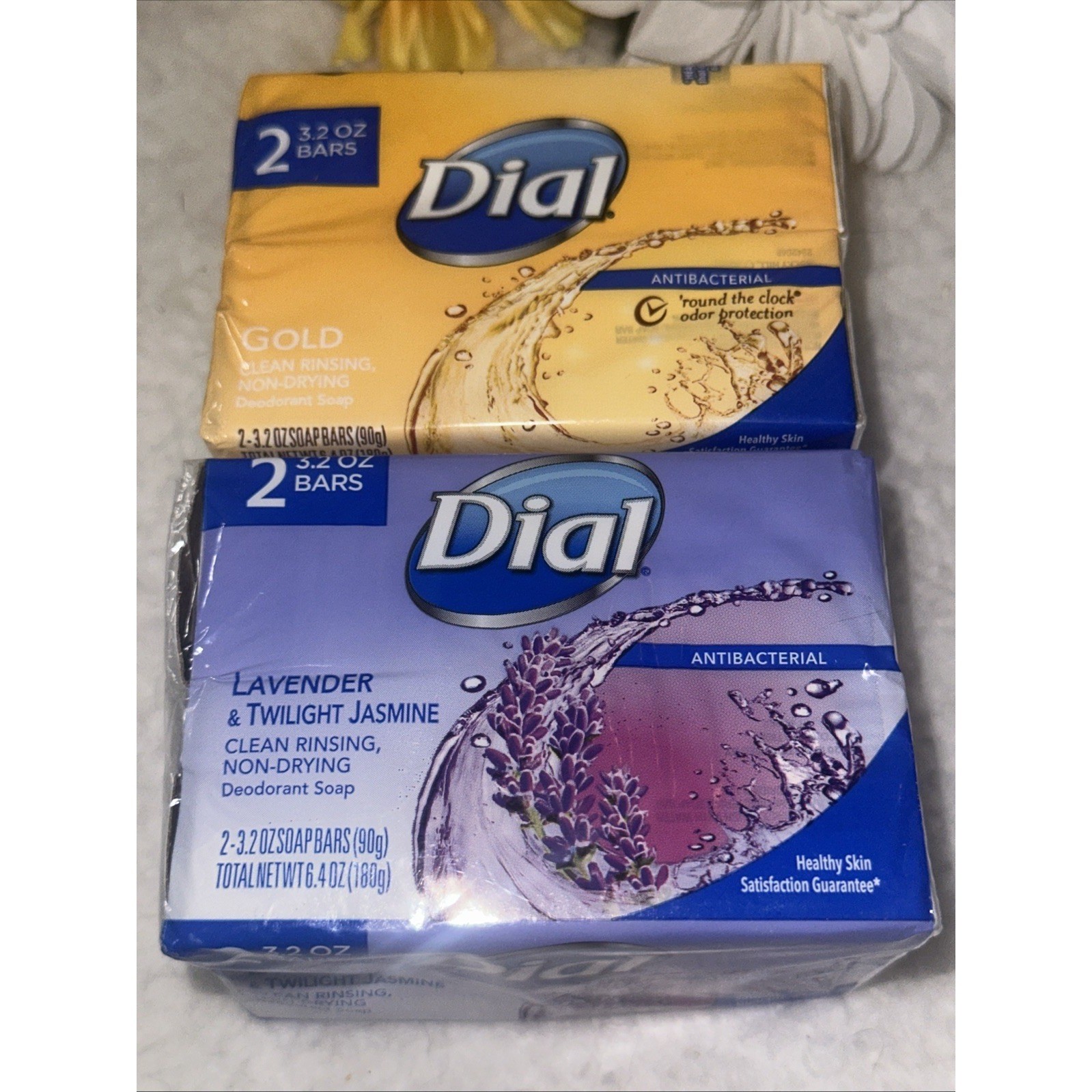 Dial Antibacterial Deodorant Soap Gold Lavender Twilight Jasmine 4 Bars 3.2oz