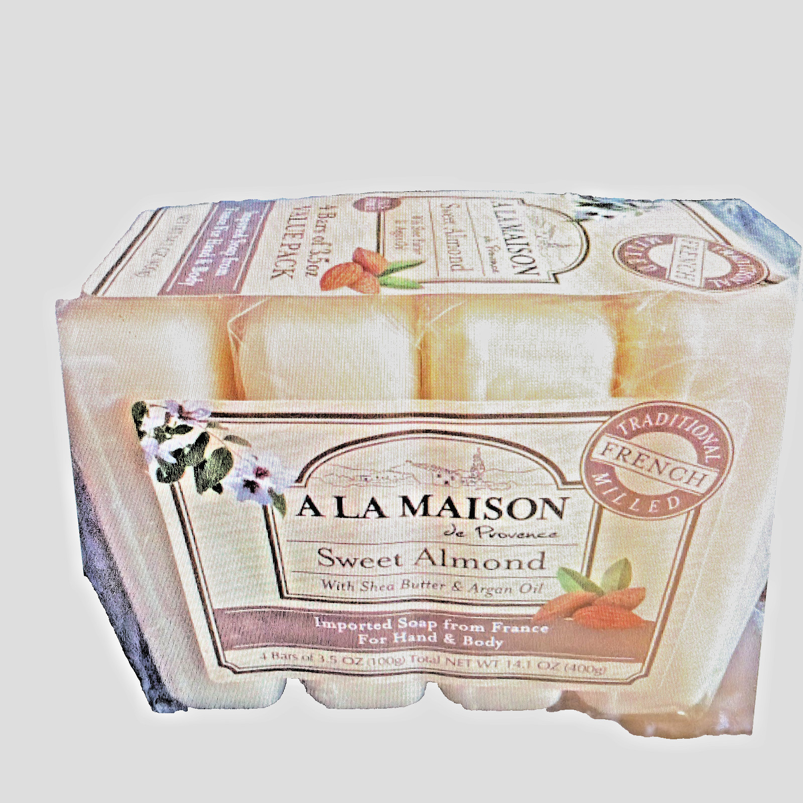 (4PK) A La Maison Sweet Almond Bar Soap with Shea Butter & Argan Oil 4 Pack