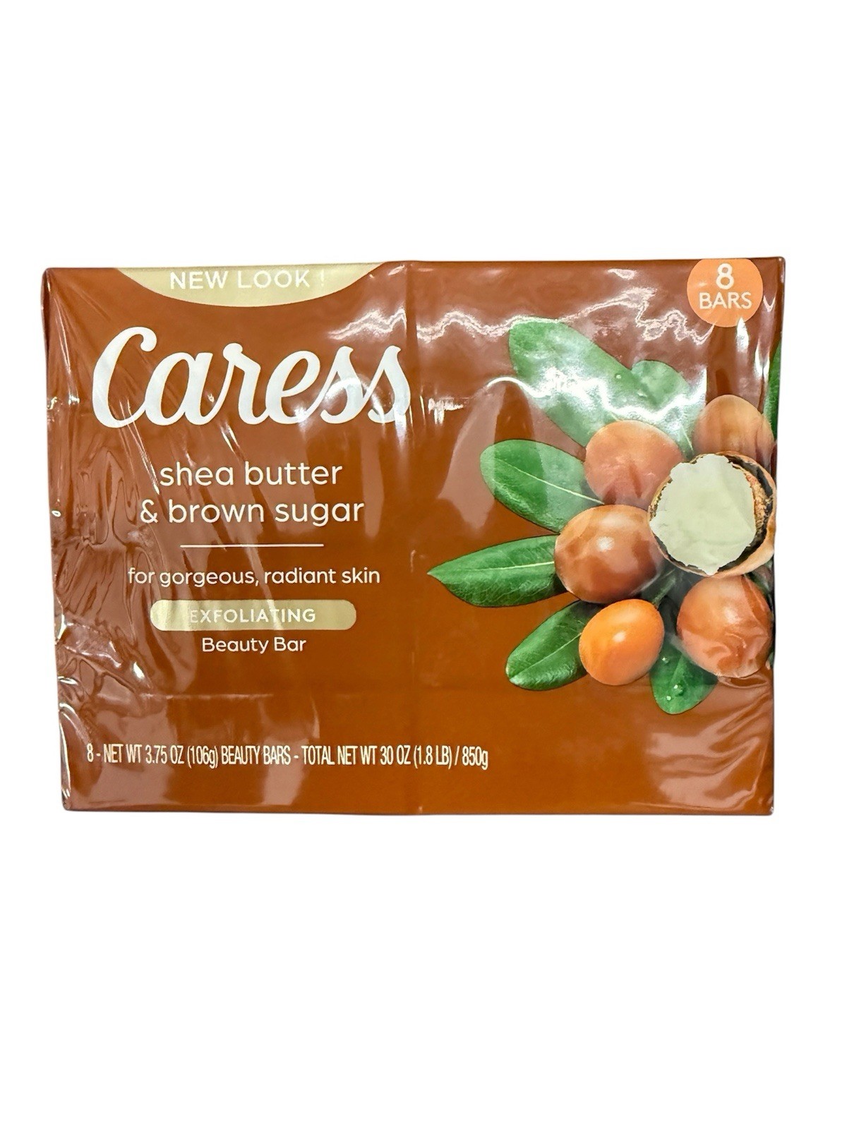 8 Bars Caress Soap SHEA BUTTER & BROWN SUGAR EXFOLIATING Beauty Bars 3.75oz