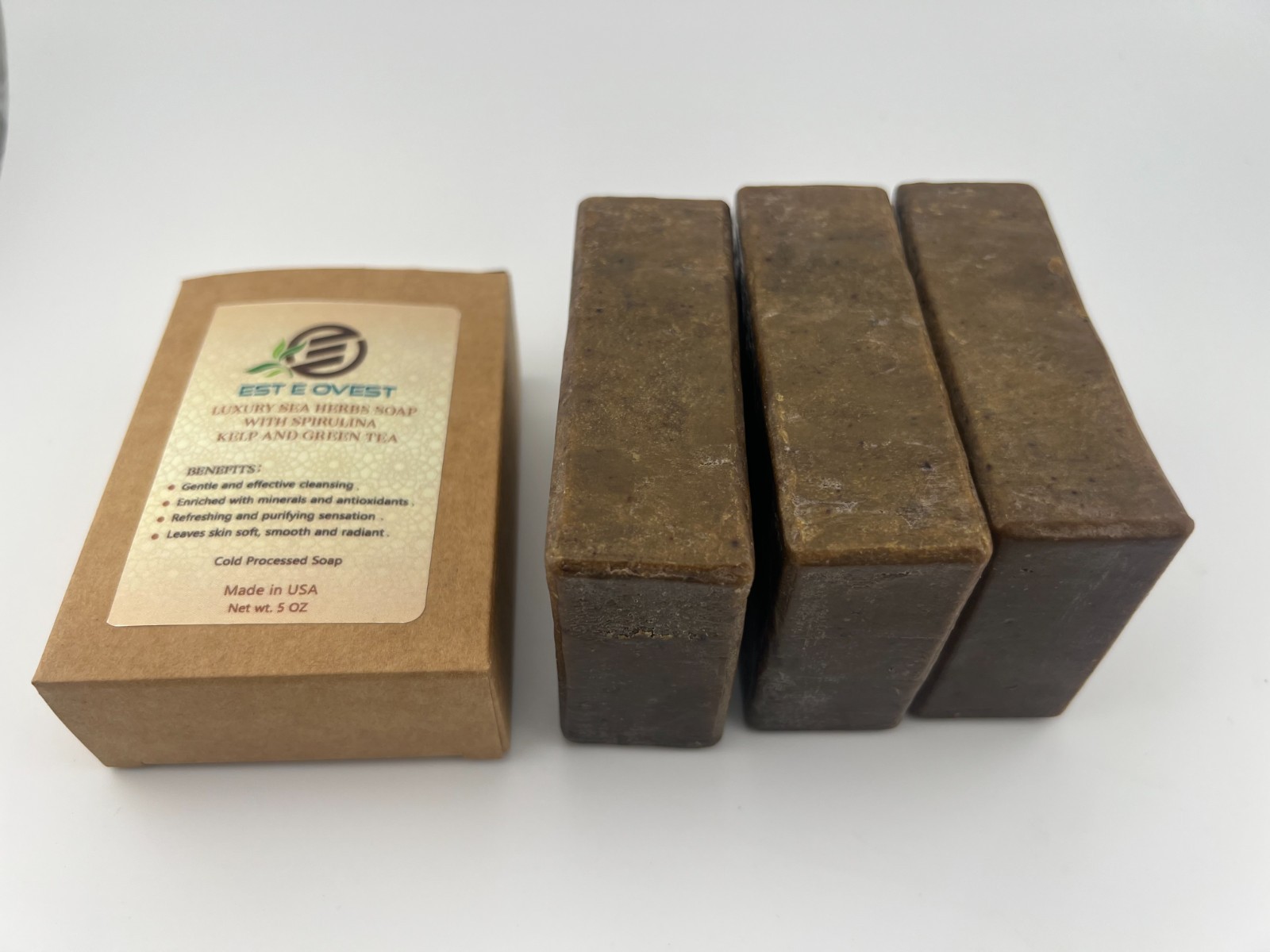 Natural Handmade Soap Bar 5 oz – Spirulina Kelp Green Tea