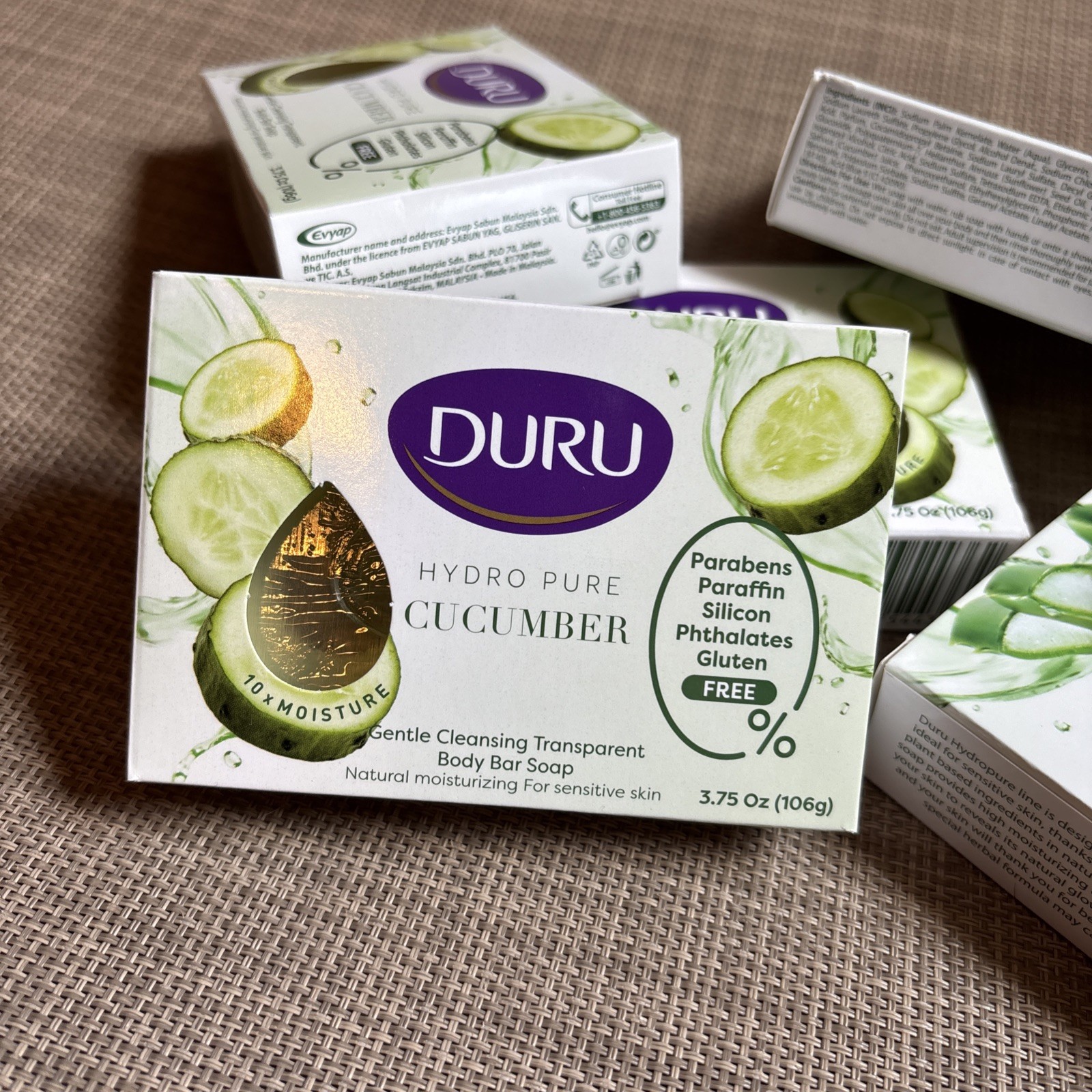 6x DURO HYDRO-PURE CUCUMBER transparent clear NO SILICONE Natural Vegan BAR SOAP