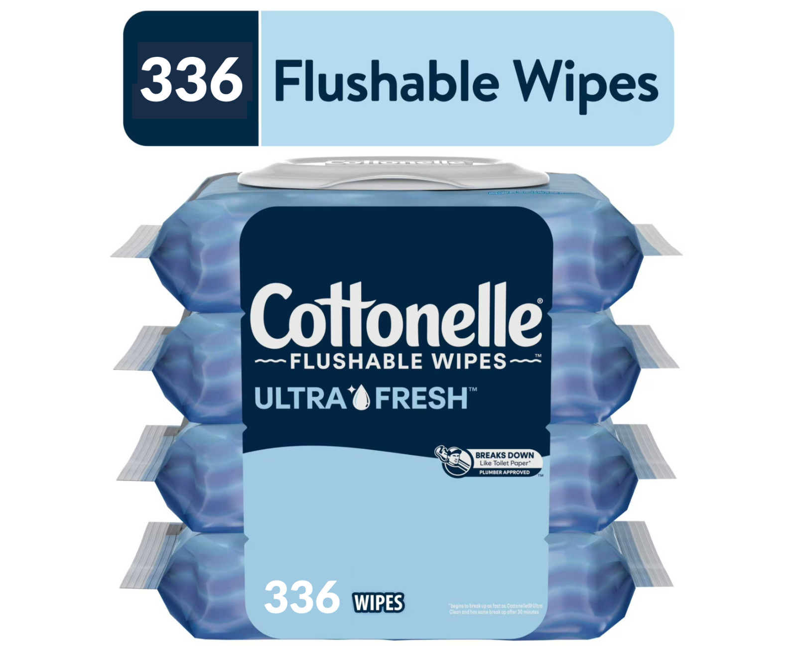 Cottonelle Ultra Fresh Flushable Wet Wipes 4 Flip-Top Packs 2pack total 336