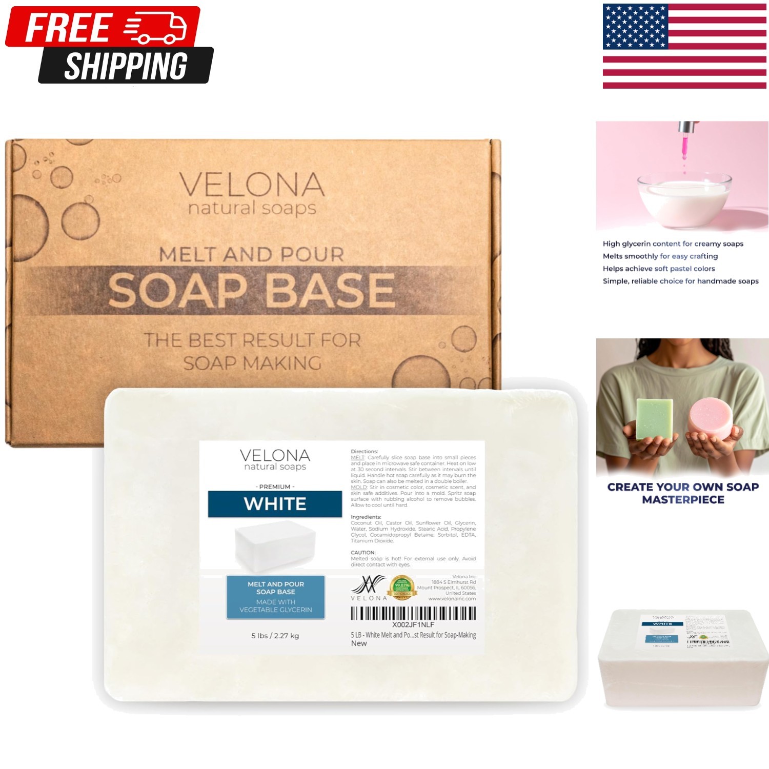5 LB – Shea Butter – Melt and Pour Soap Base SLS/SLES free | Natural Bars for…