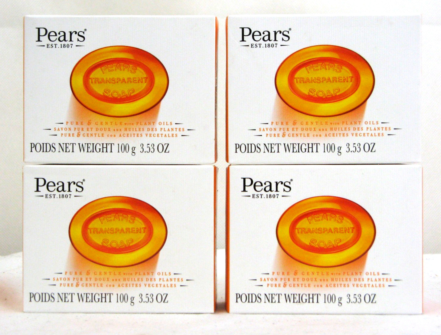 Pears Transparent Soap Moisturizing Glycerin 4-Pack 3.53 oz. Body Face Hands