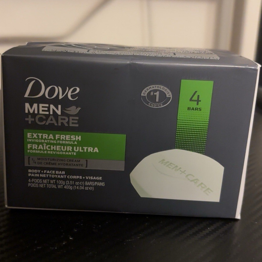 Dove Men+Care Extra Fresh Moisturizing Body & Face Bar Soap 4 Bars 14.04 oz