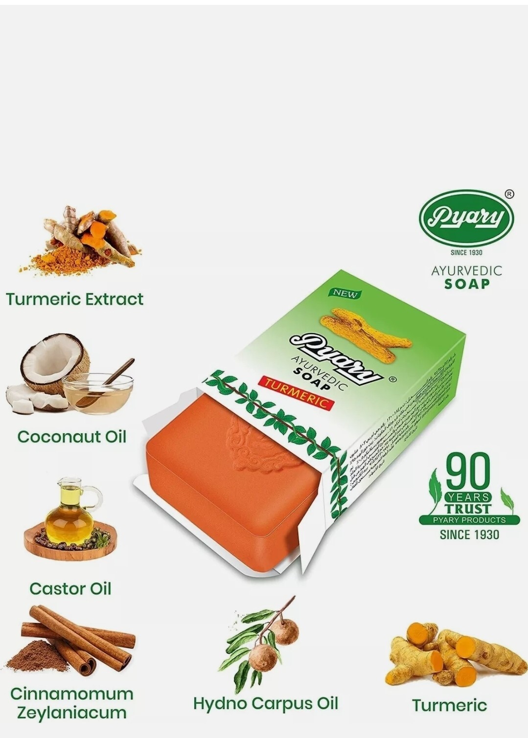 Pyary Ayurvedic Soap Turmeric Natural 75g Made In India pack of 2