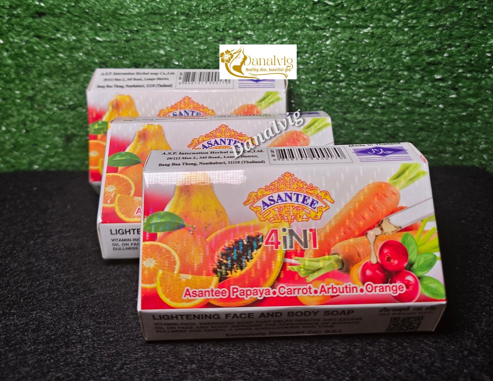 2 Asantee Papaya, Carrot, Arbutin Thailand Herbal Lightening 2 In 1 Soap Extra O