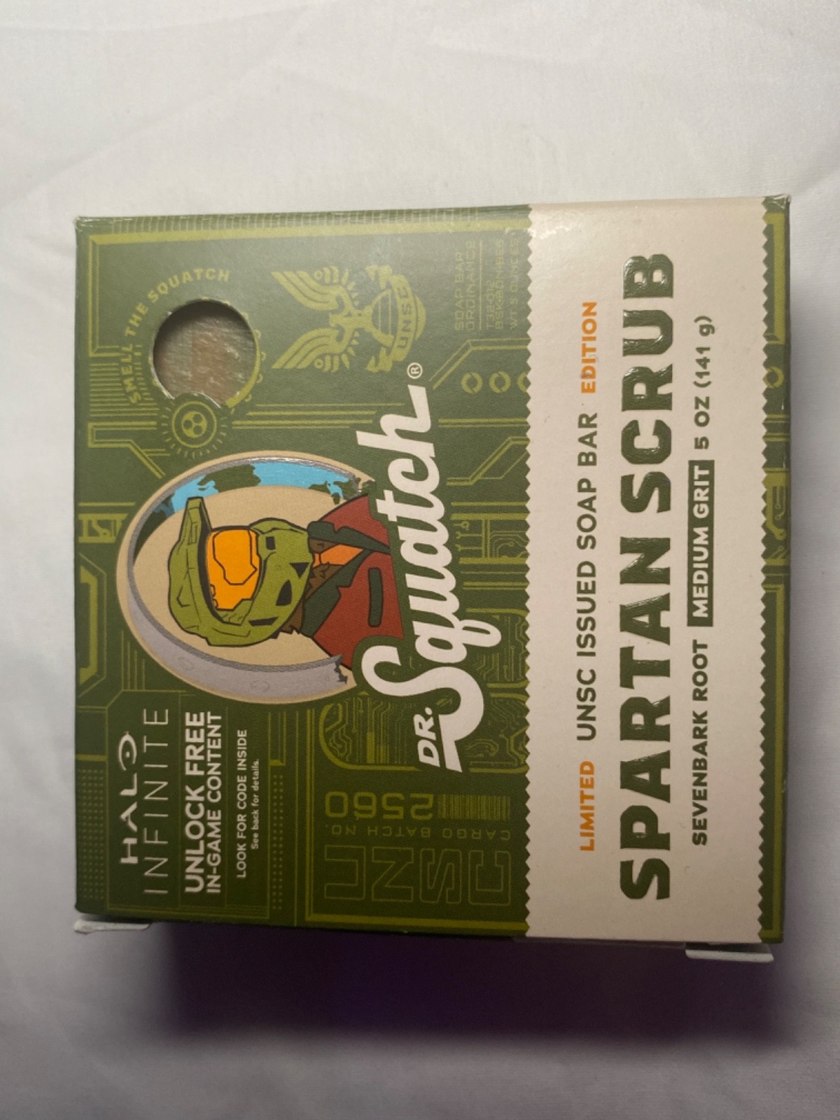 Dr. Squatch Halo Infinite Spartan Scrub Soap Bar Limited Edition Sealed 5 oz
