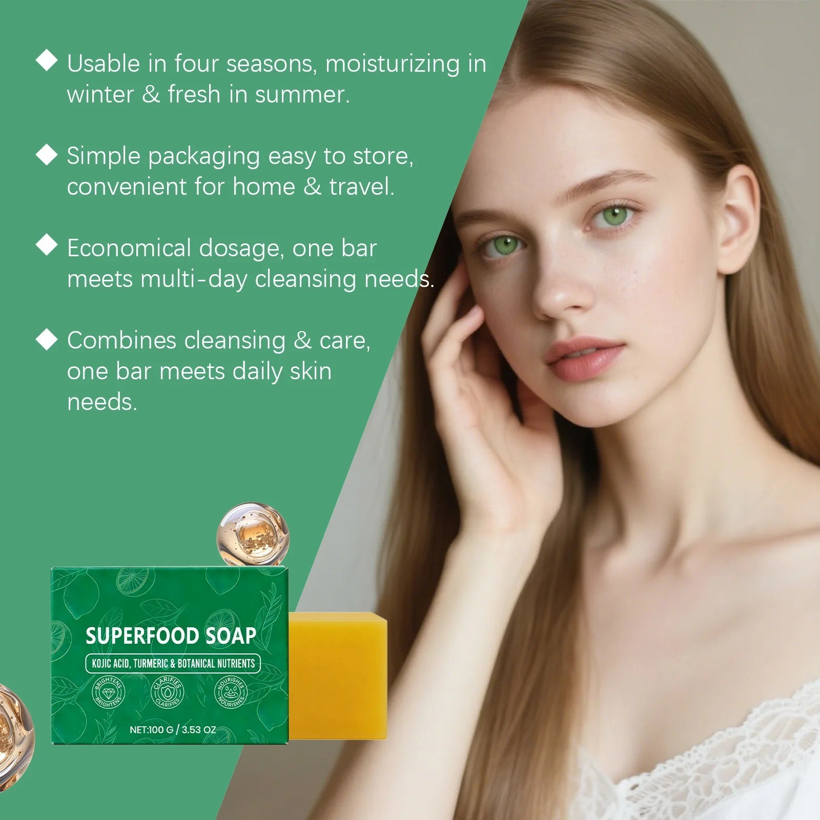 Turmeric Lemon Soap Bar 100g Superfood Soap Brightening Skin Cleanser