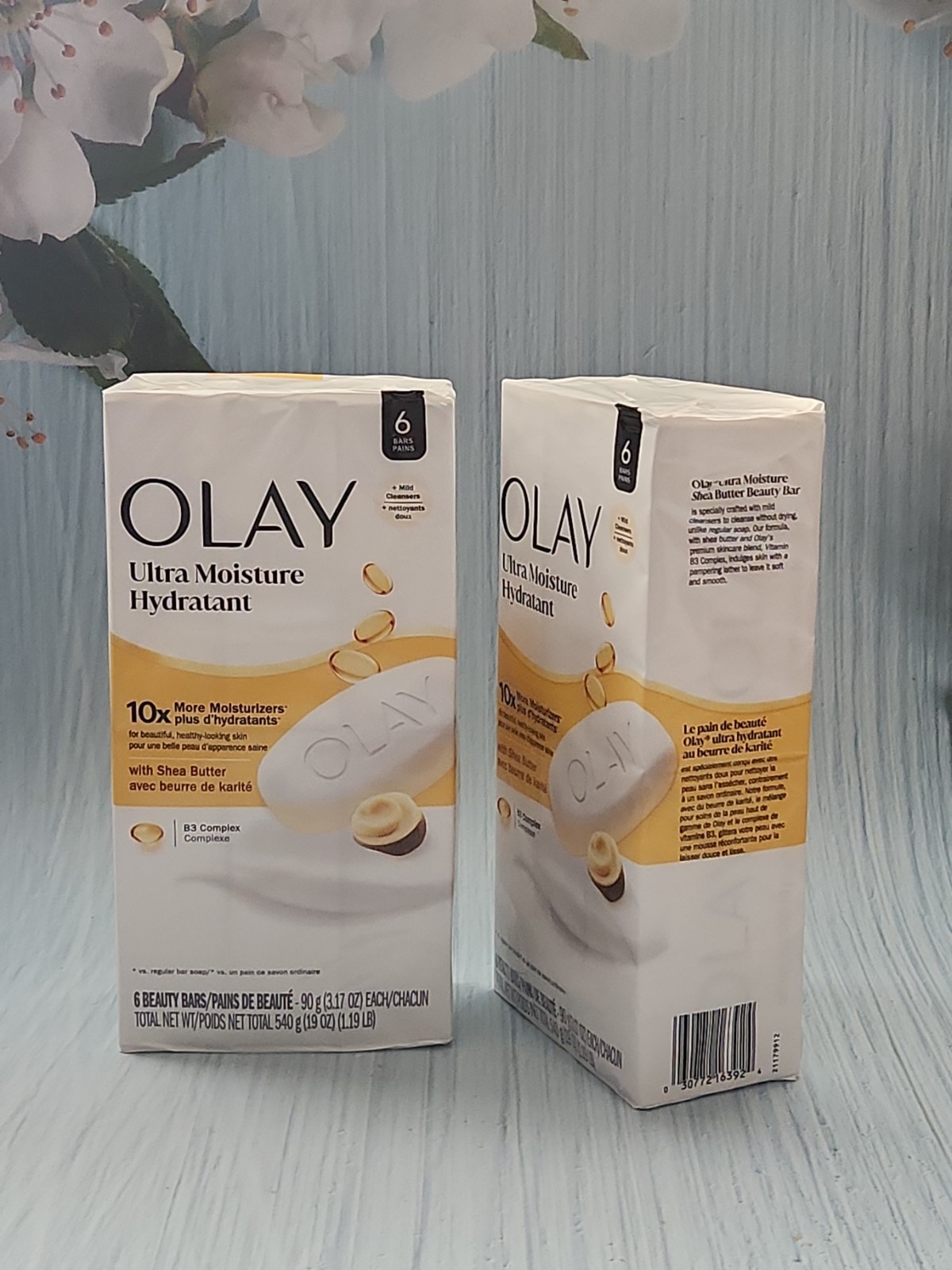 Pack of 2 OLAY Shea Butter Ultra Moisture Beauty Bar Soap, (Total 12 Bars 38 oz)