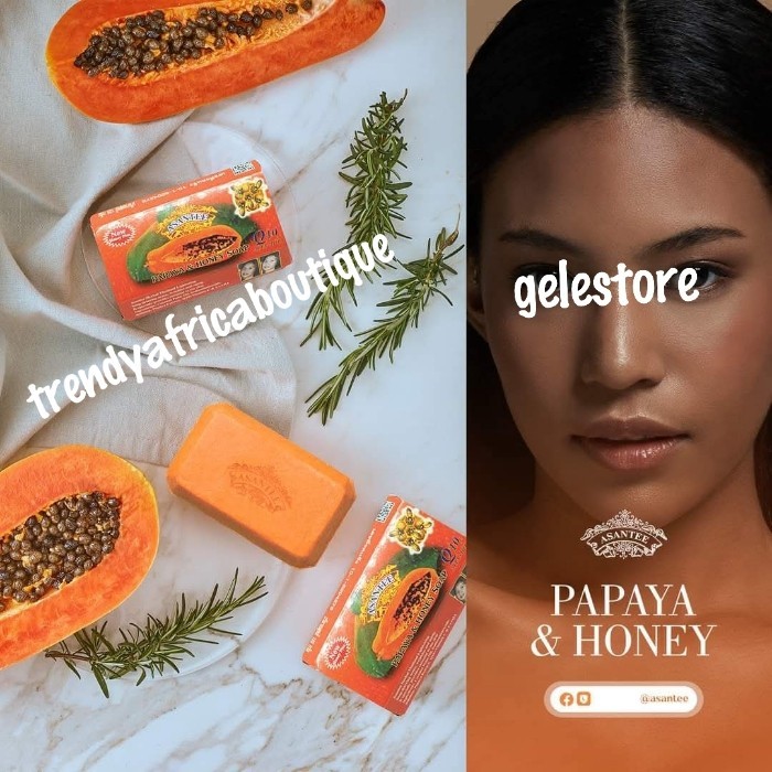 2pcs. ASANTEE Papaya & Honey Soap. Thai Herbal Lightening Soap 125g X 2