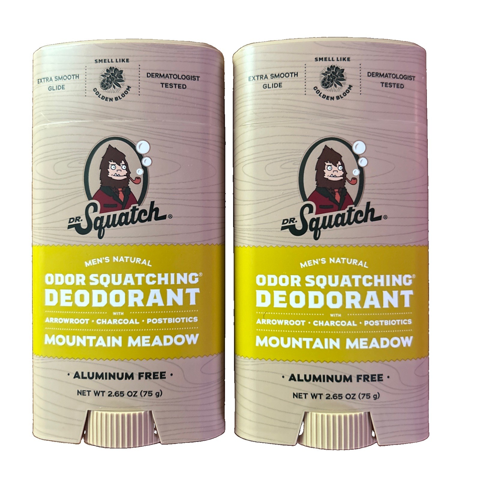 New! 2-Pack Dr. Squatch MOUNTAIN MEADOW Odor Squatching Deodorant 2.65oz