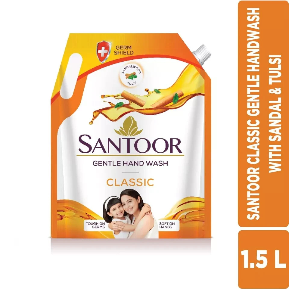 Natural Goodness of Sandalwood & Tulsi Santoor Classic Gentle Hand Wash