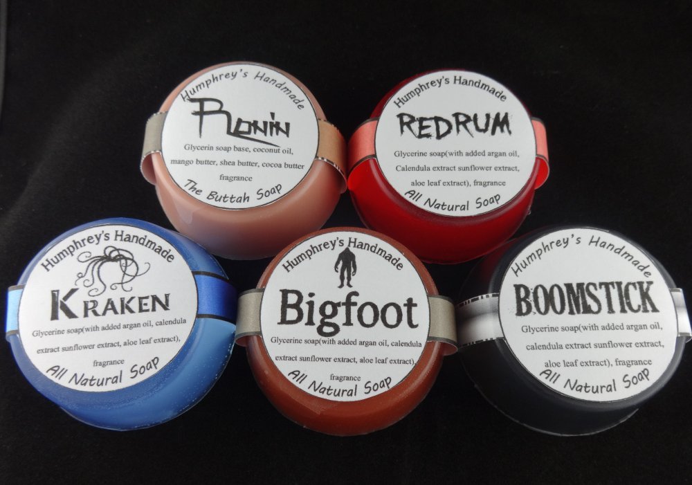Lot of 5 Men’s Sample Soaps, Handmade Glycerin Soap, Shave & Shampoo Sampler